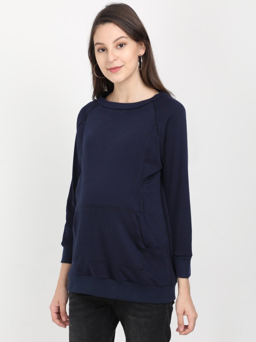  Navy Blue Maternity and Nursing Sweatshirt Navy