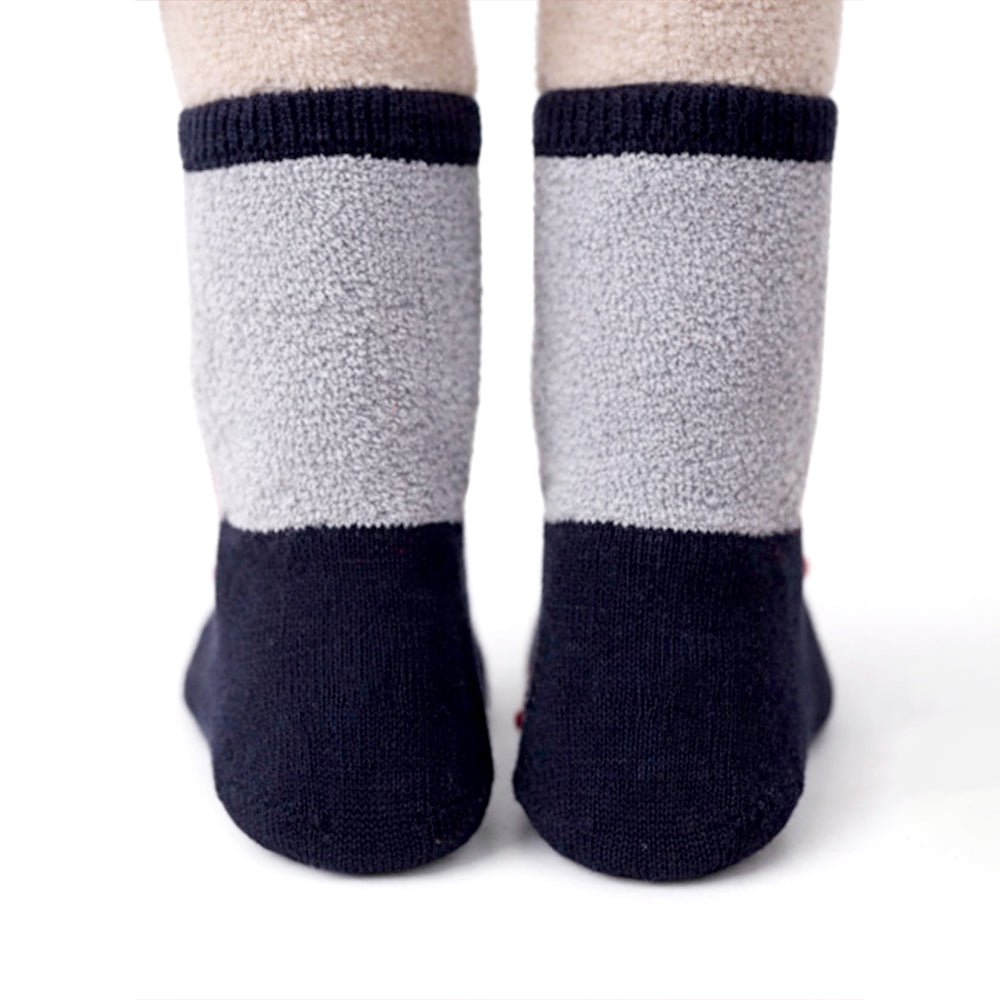 Little Surprise Box Navy Grey Snowman Bell Christmas Ankle Socks