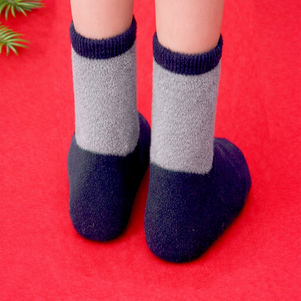 Little Surprise Box Navy Grey Ted Mittens Christmas Ankle Socks