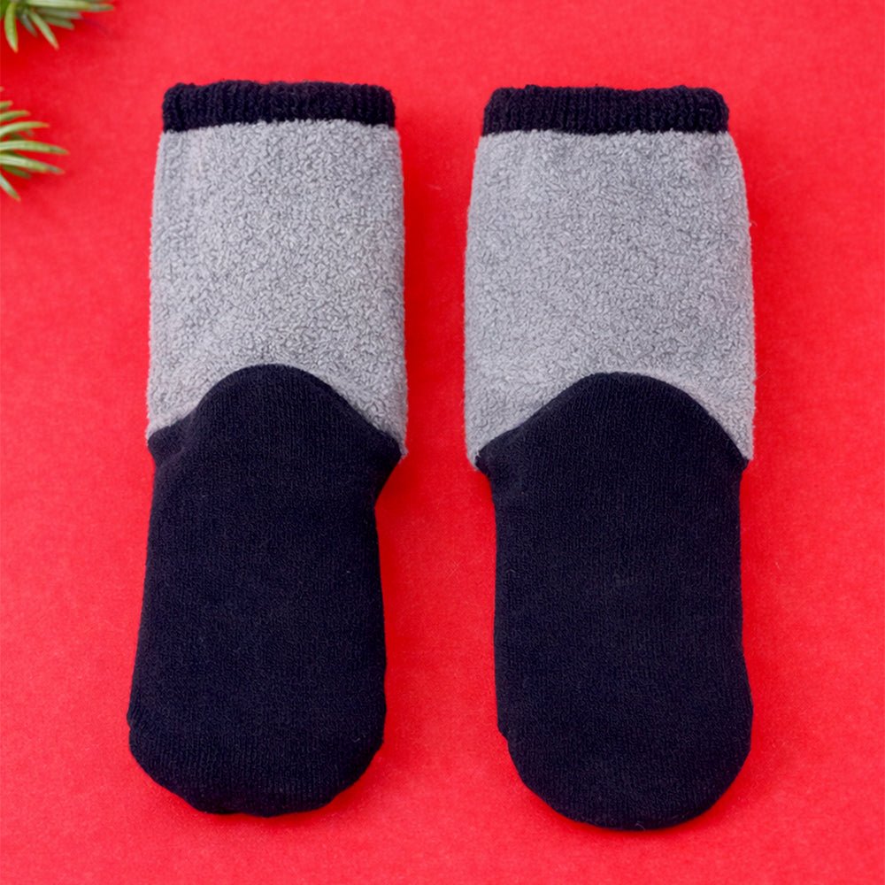 Little Surprise Box Navy Grey Ted Mittens Christmas Ankle Socks
