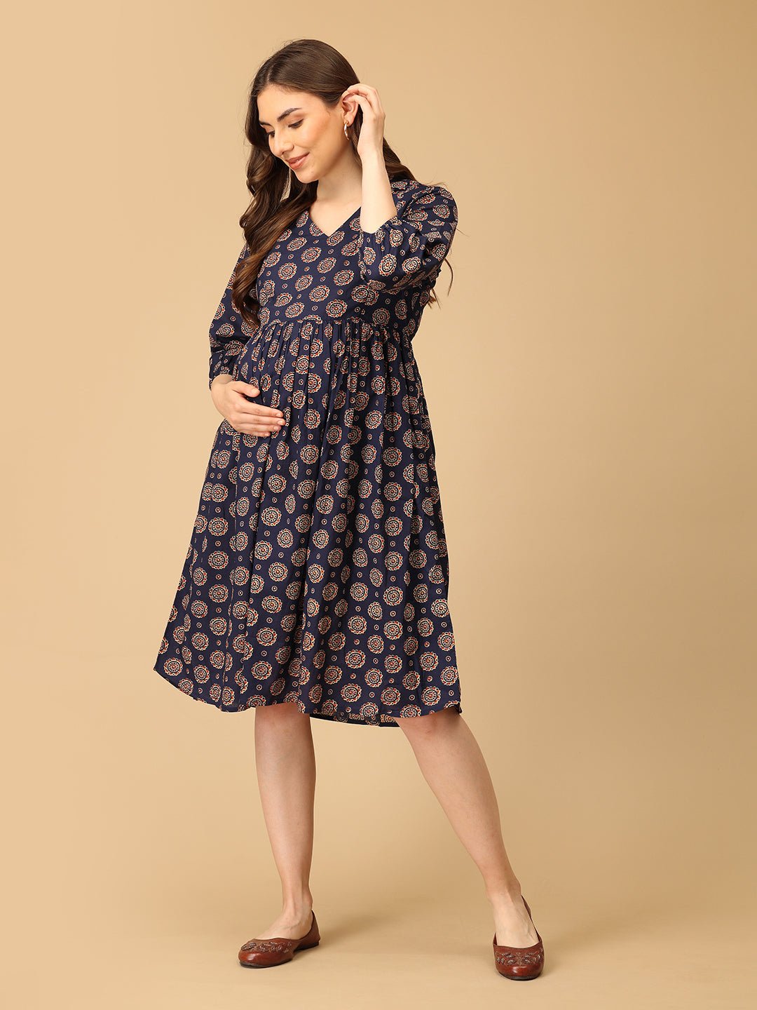  Navy Neat Maternity and Nursing Dress Navy