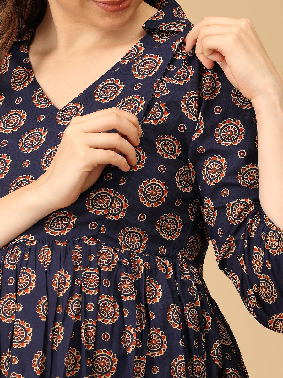  Navy Neat Maternity and Nursing Dress Navy