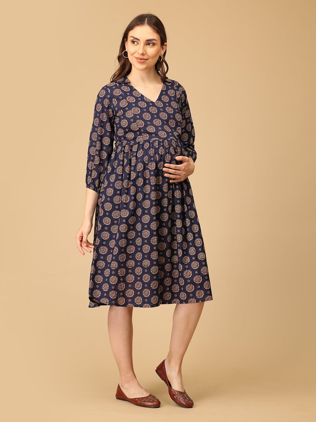  Navy Neat Maternity and Nursing Dress Navy