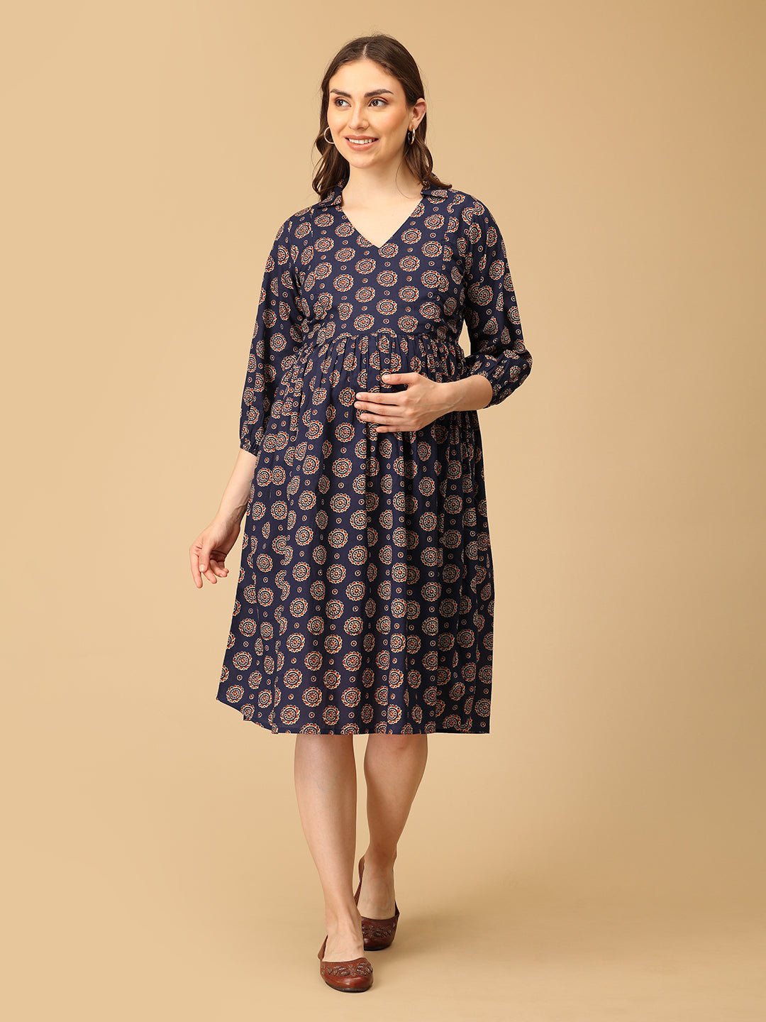  Navy Neat Maternity and Nursing Dress Navy