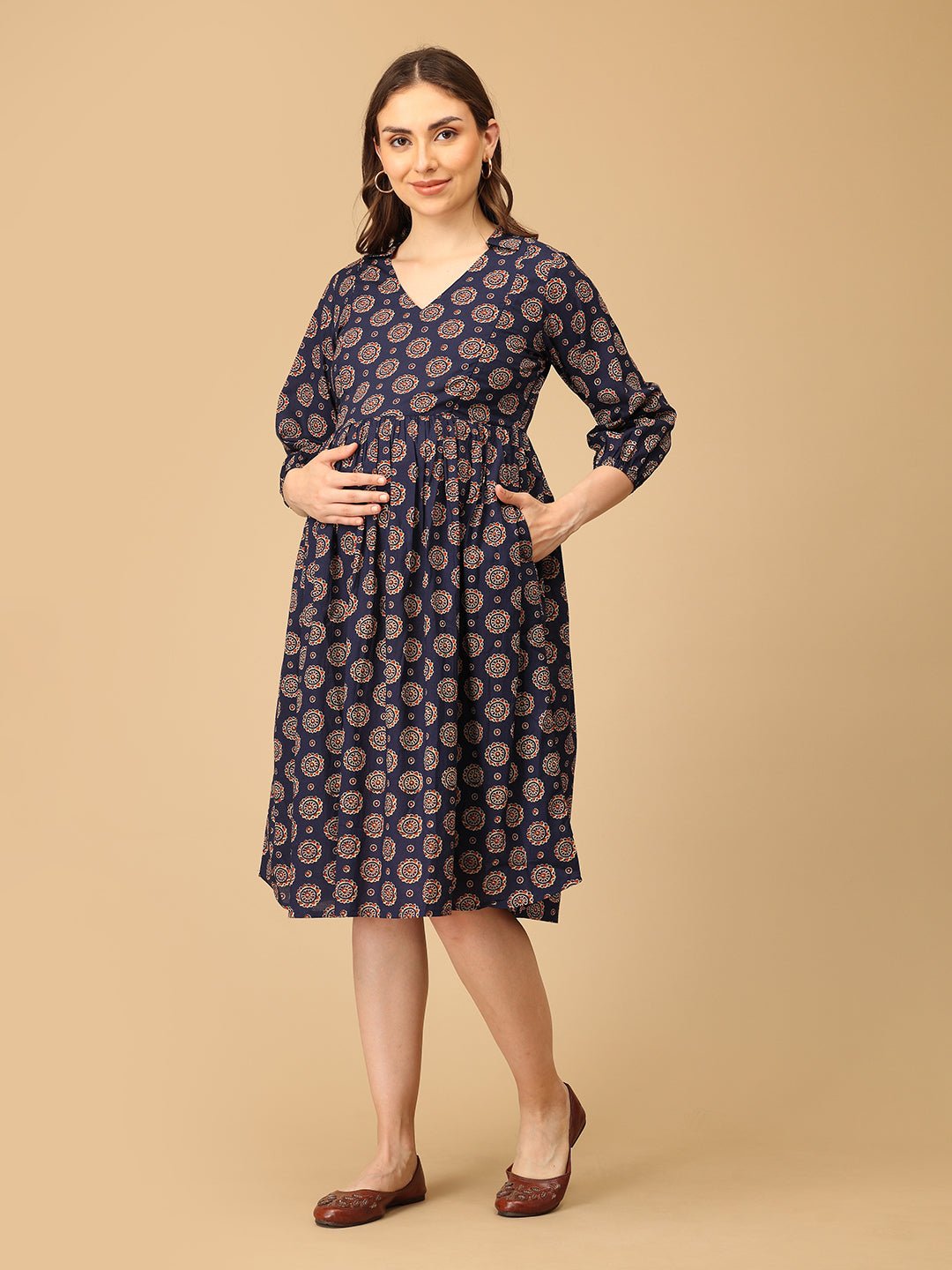  Navy Neat Maternity and Nursing Dress Navy