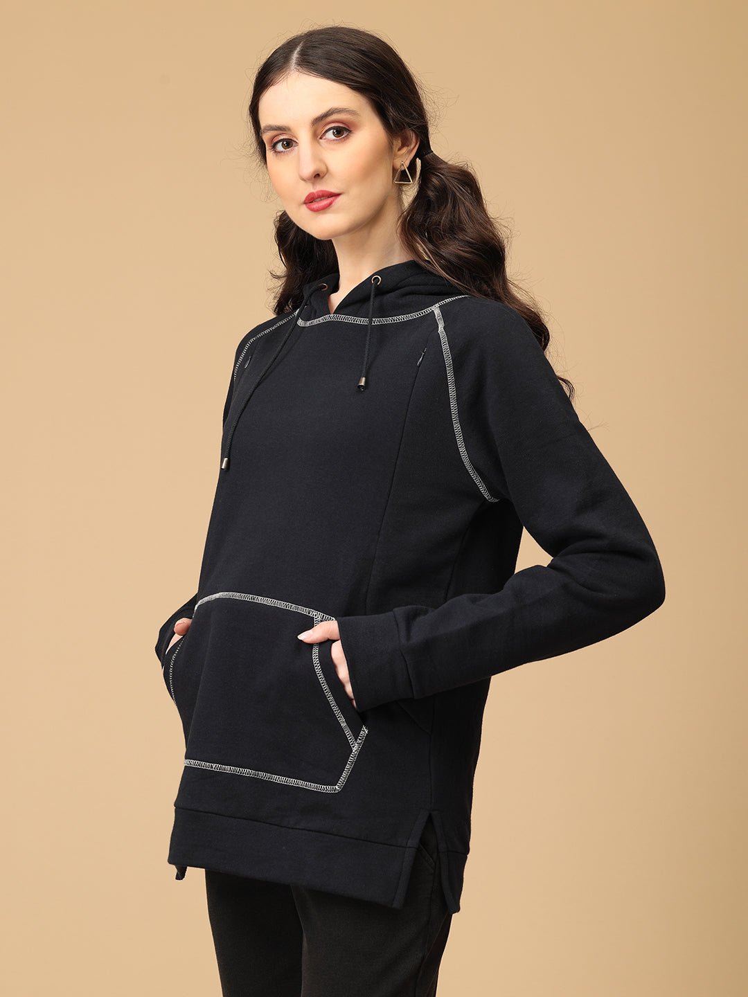 Navy & Nice Maternity and Nursing Sweatshirt Hoodie Navy