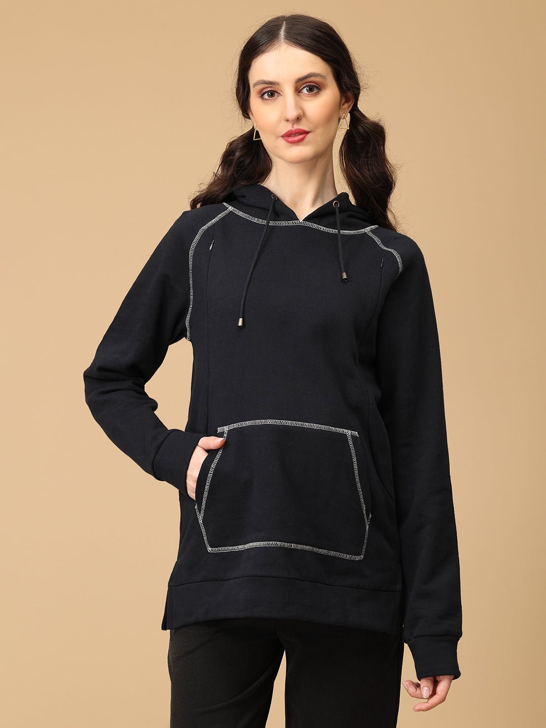  Navy & Nice Maternity and Nursing Sweatshirt Hoodie Navy