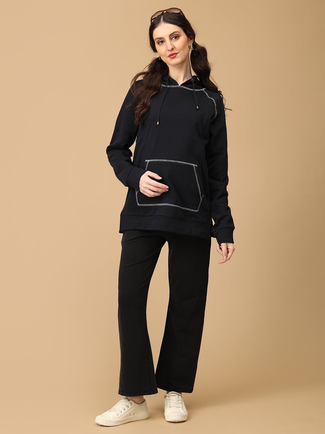  Navy & Nice Maternity and Nursing Sweatshirt Hoodie Navy