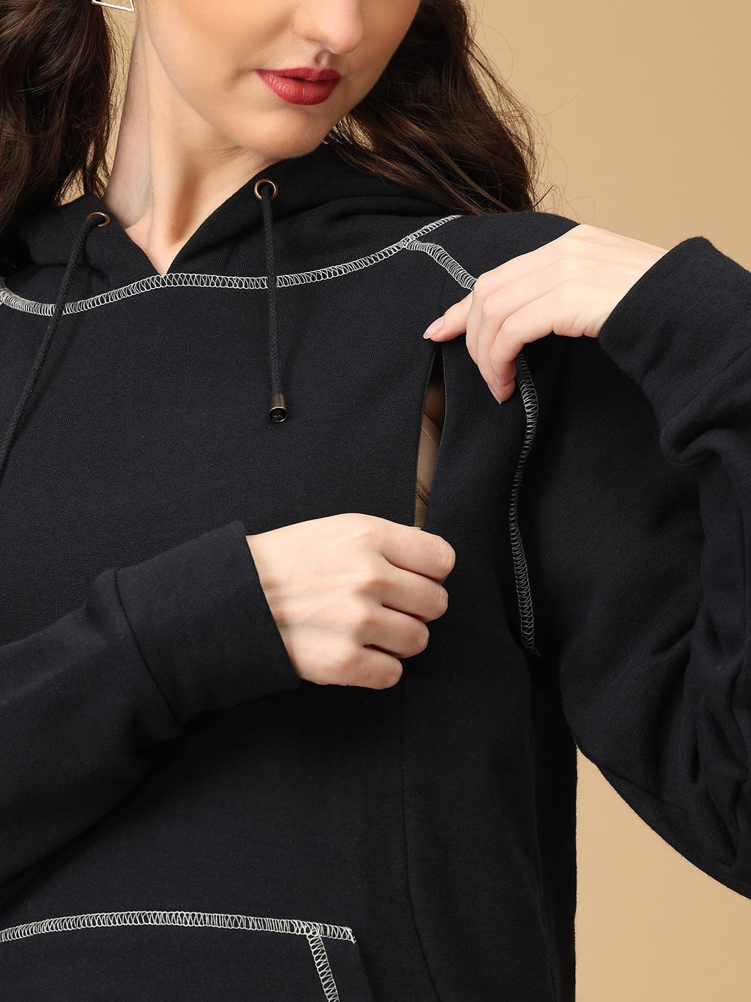  Navy & Nice Maternity and Nursing Sweatshirt Hoodie Navy