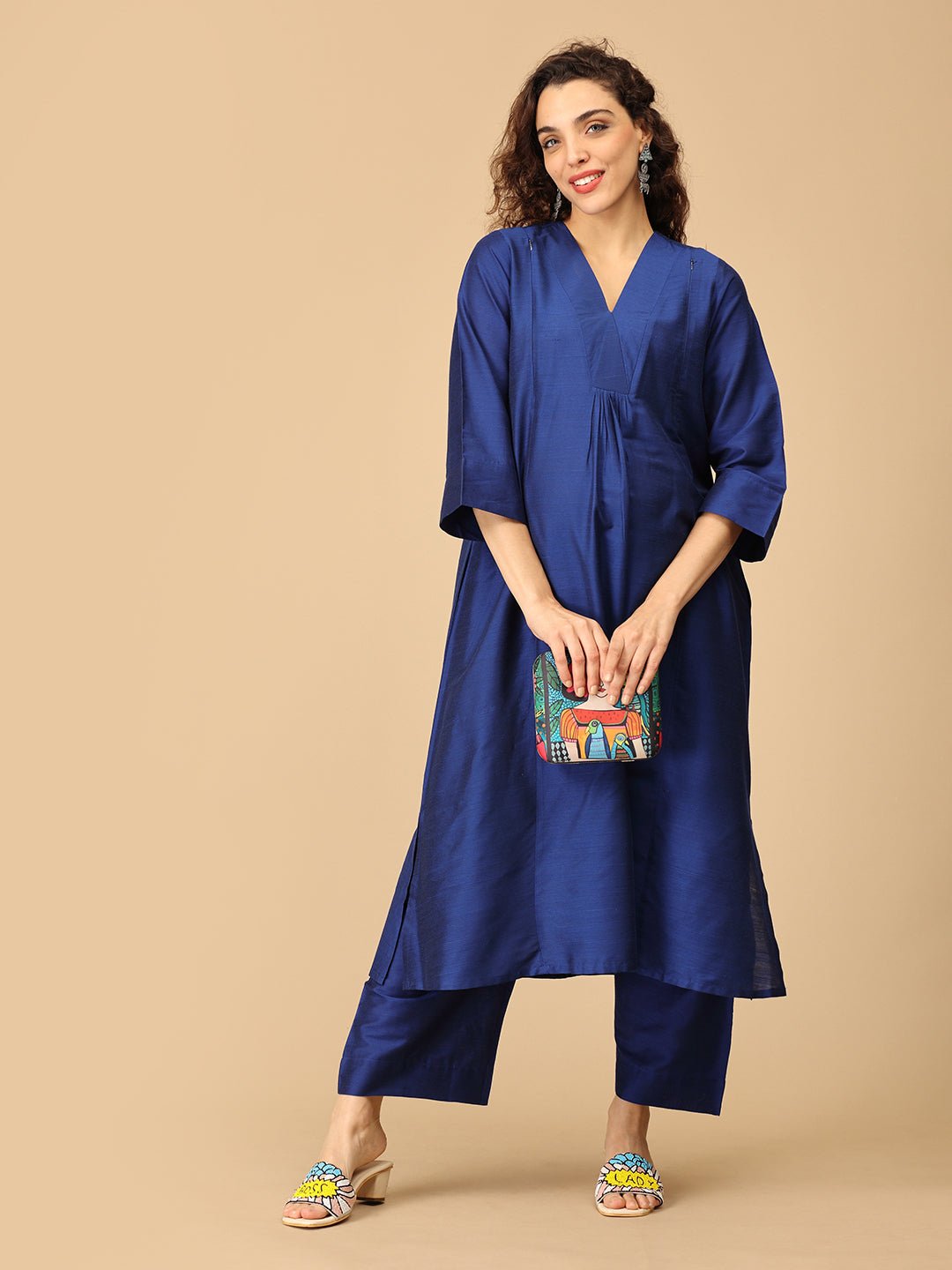  Neelam Ehsas Maternity and Nursing Silk Kurta Set Blue