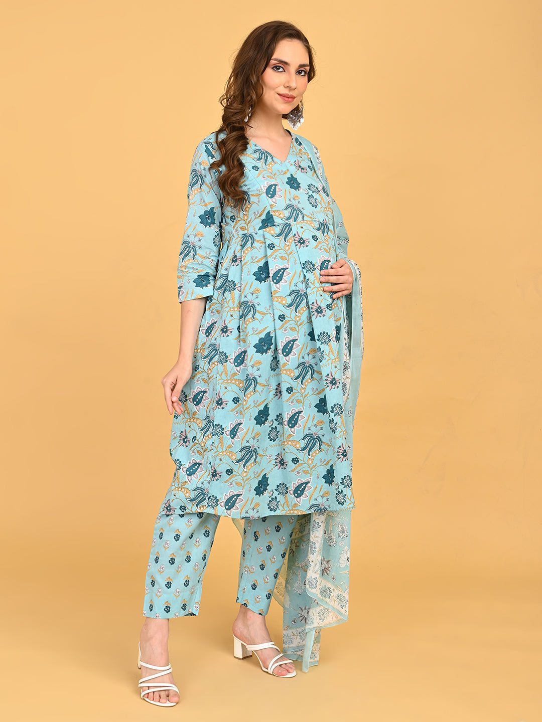  Neelam Saaz Maternity and Nursing Kurta Set Blue