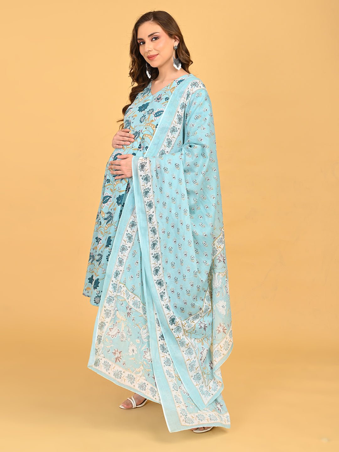  Neelam Saaz Maternity and Nursing Kurta Set Blue