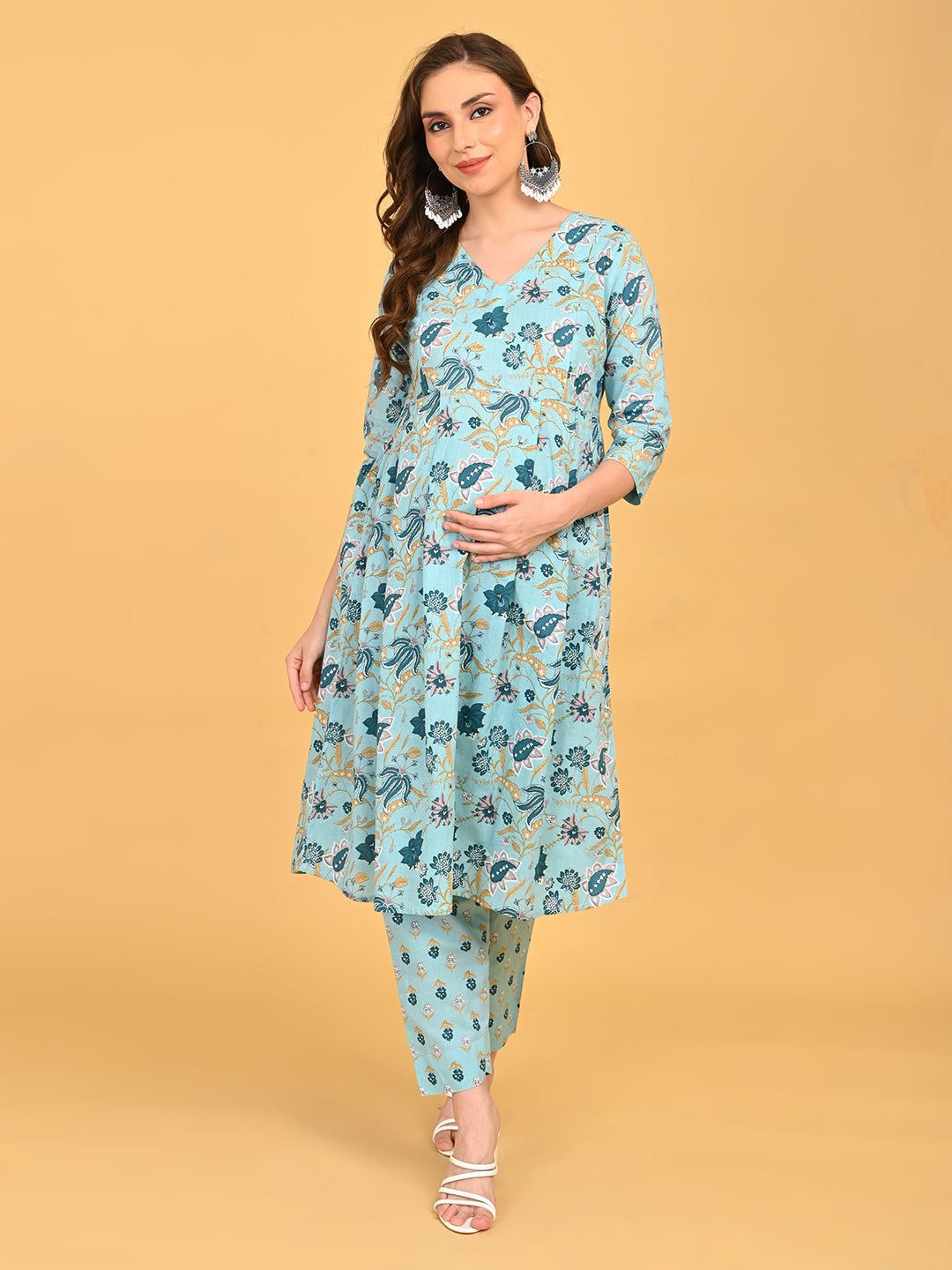  Neelam Saaz Maternity and Nursing Kurta Set Blue