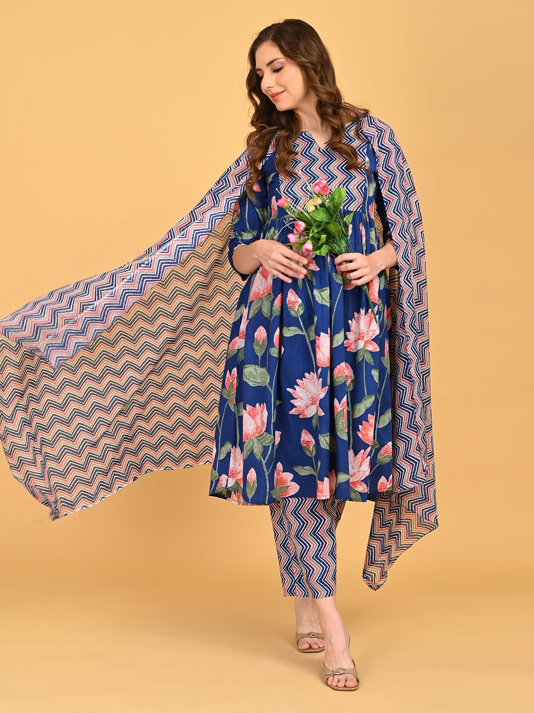  NeelVaani Maternity and Nursing Kurta Set Navy Blue