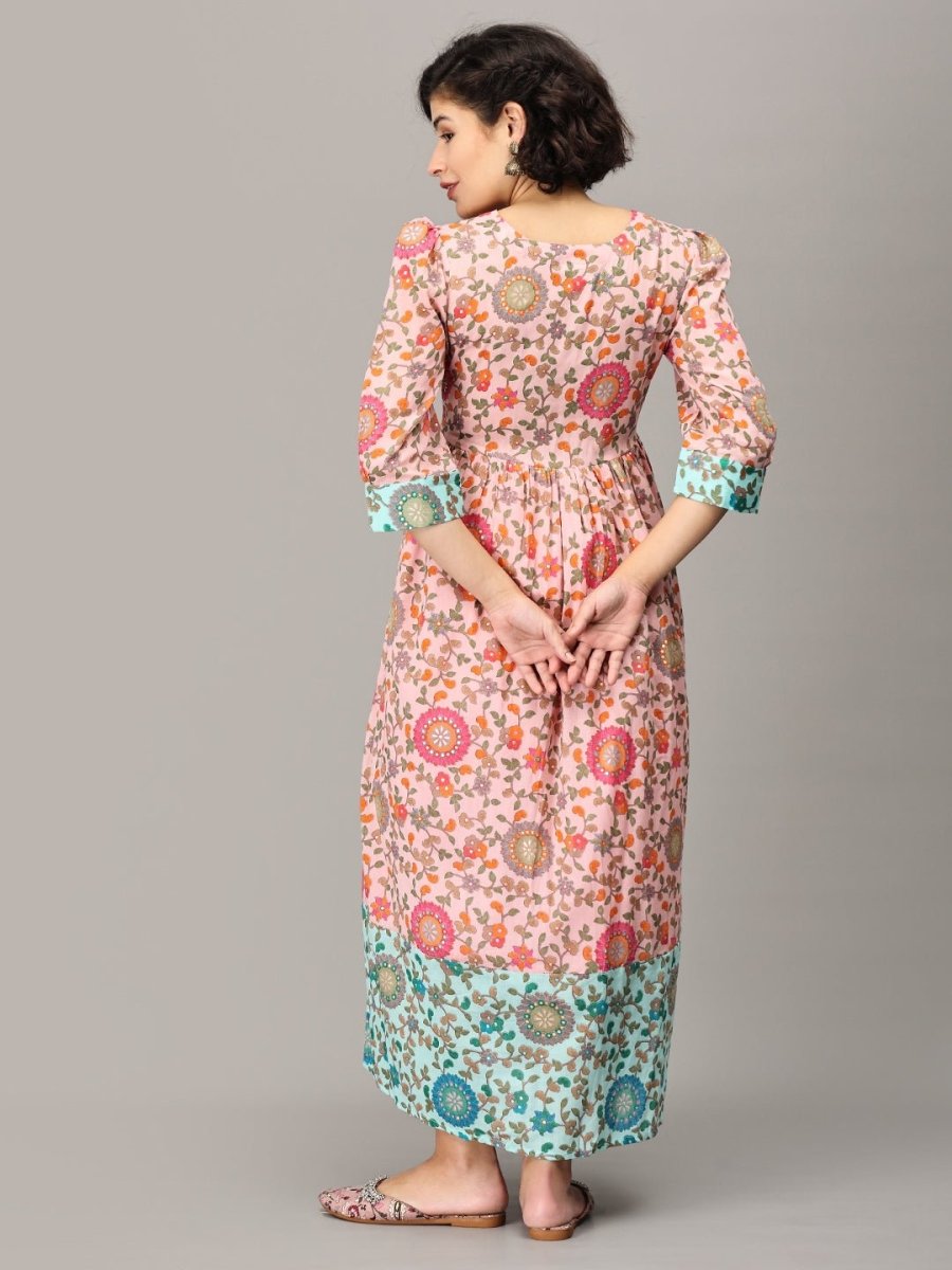  Neerja Muslin Maternity and Nursing Maxi Dress Pink