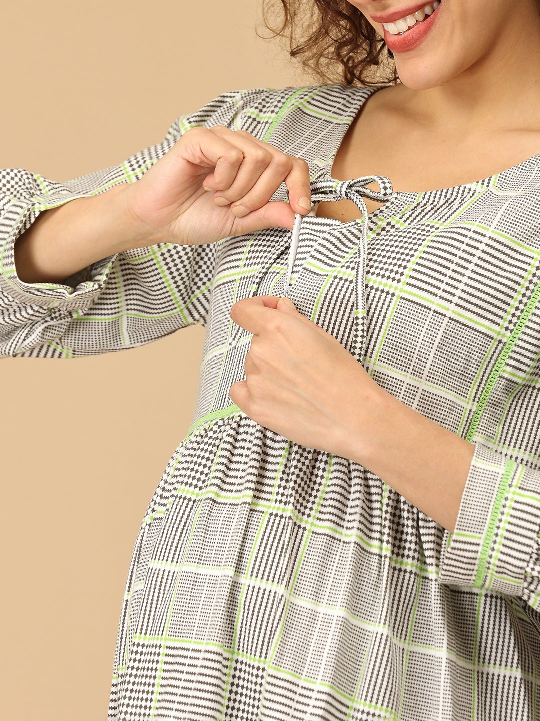  Neon Grid Maternity and Nursing Top Multi