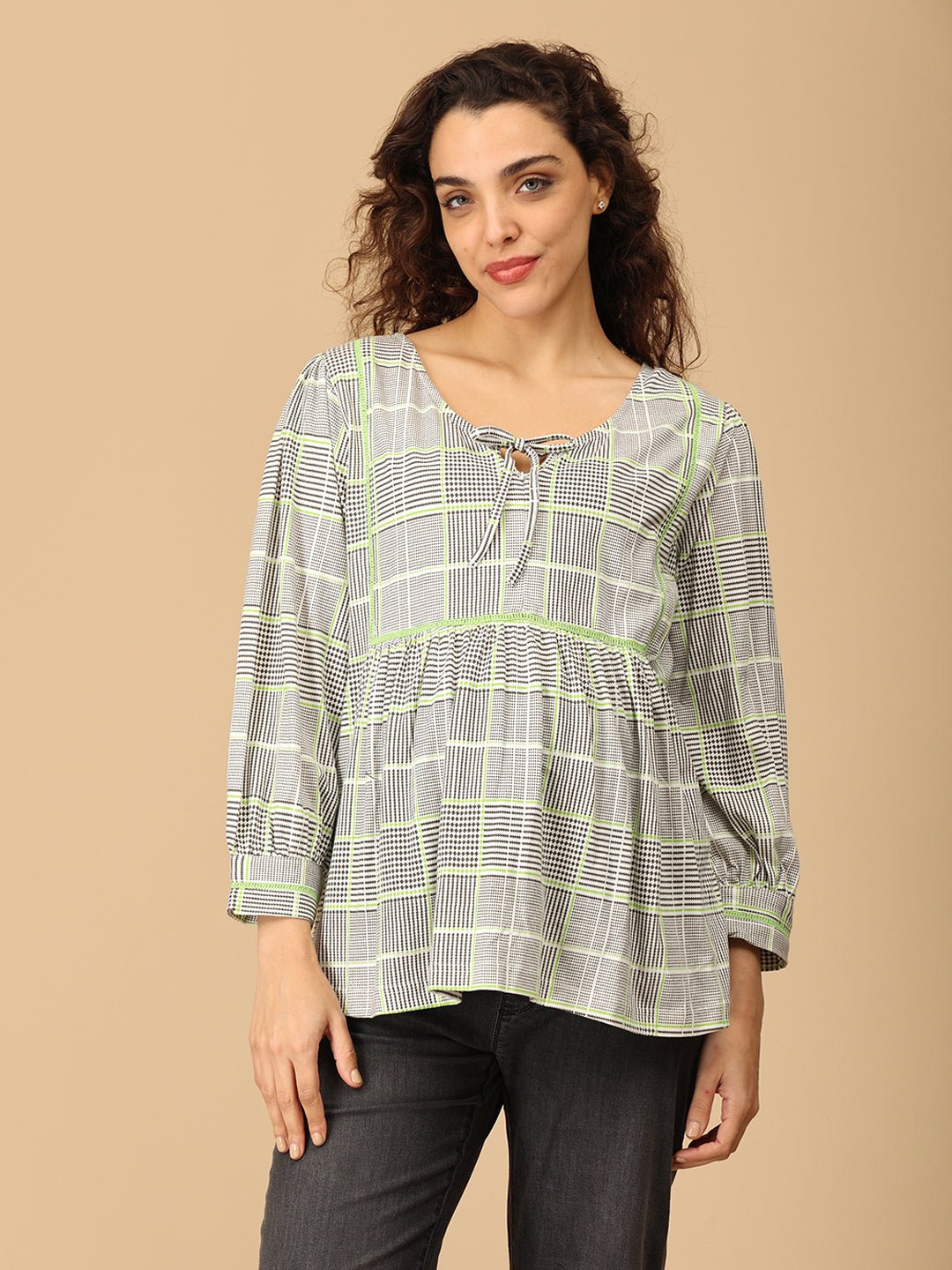  Neon Grid Maternity and Nursing Top Multi