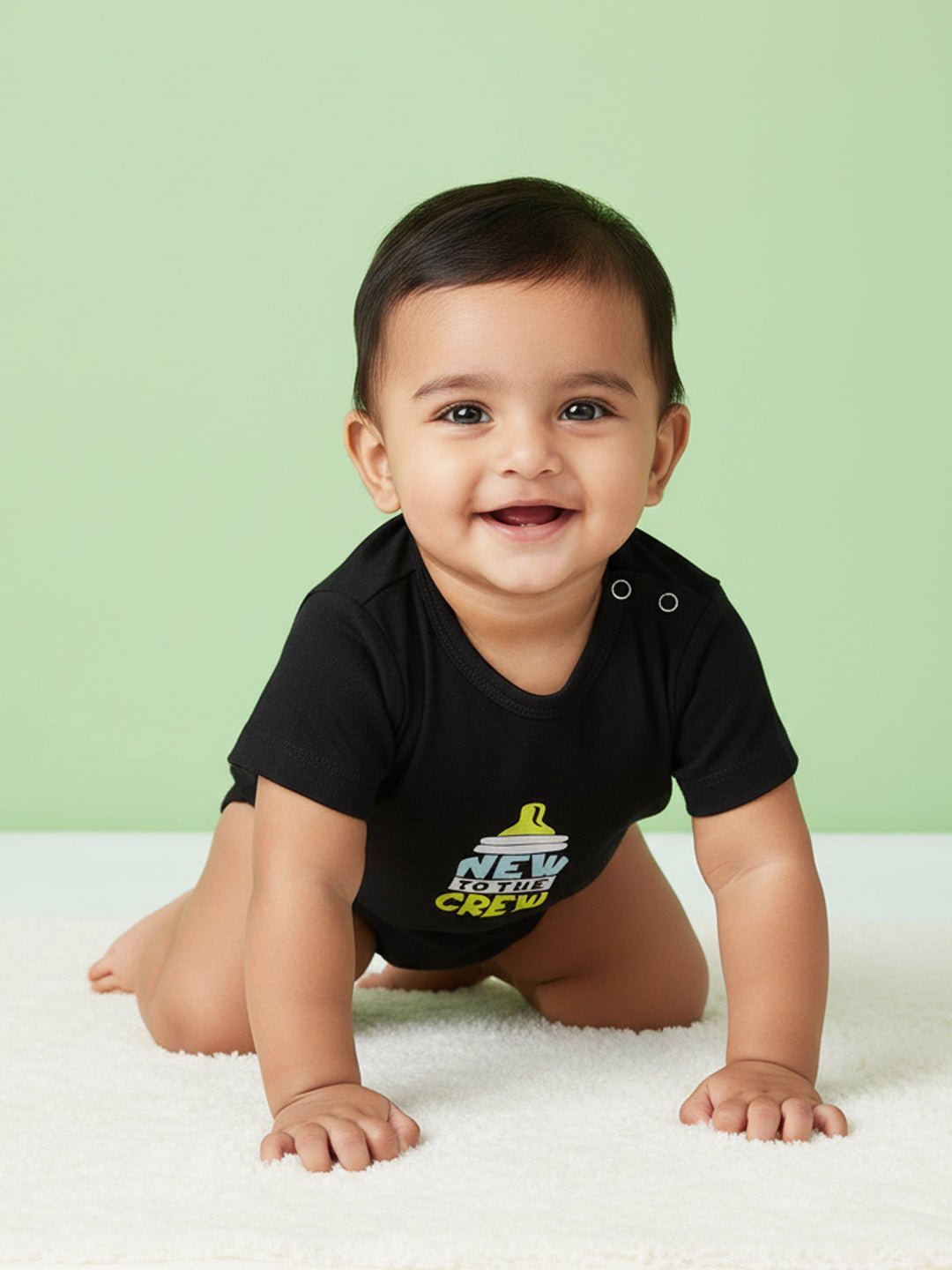  New to the Crew Black Baby Onesie