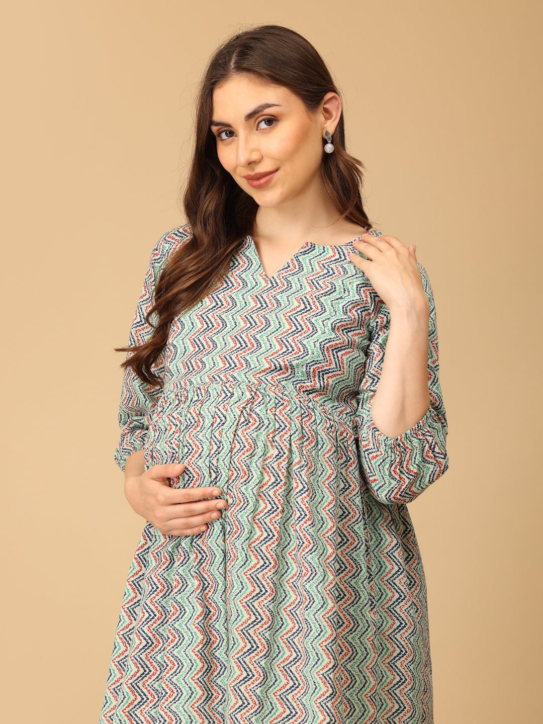  Nomad Chevron Maternity and Nursing Dress Multi