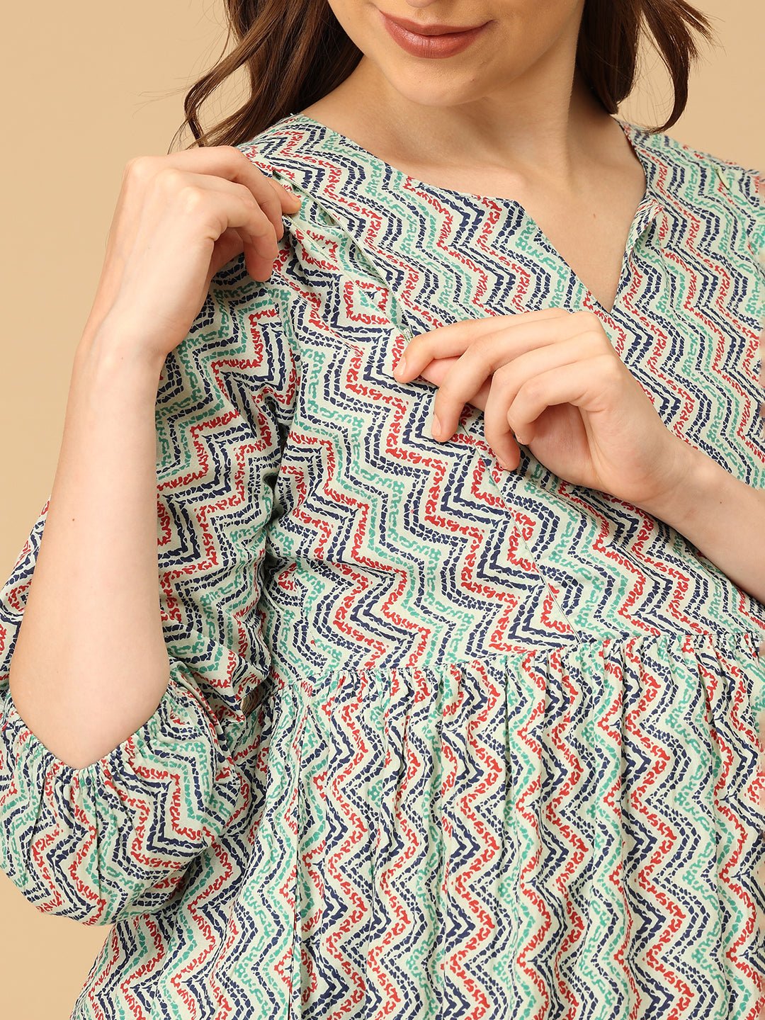  Nomad Chevron Maternity and Nursing Dress Multi