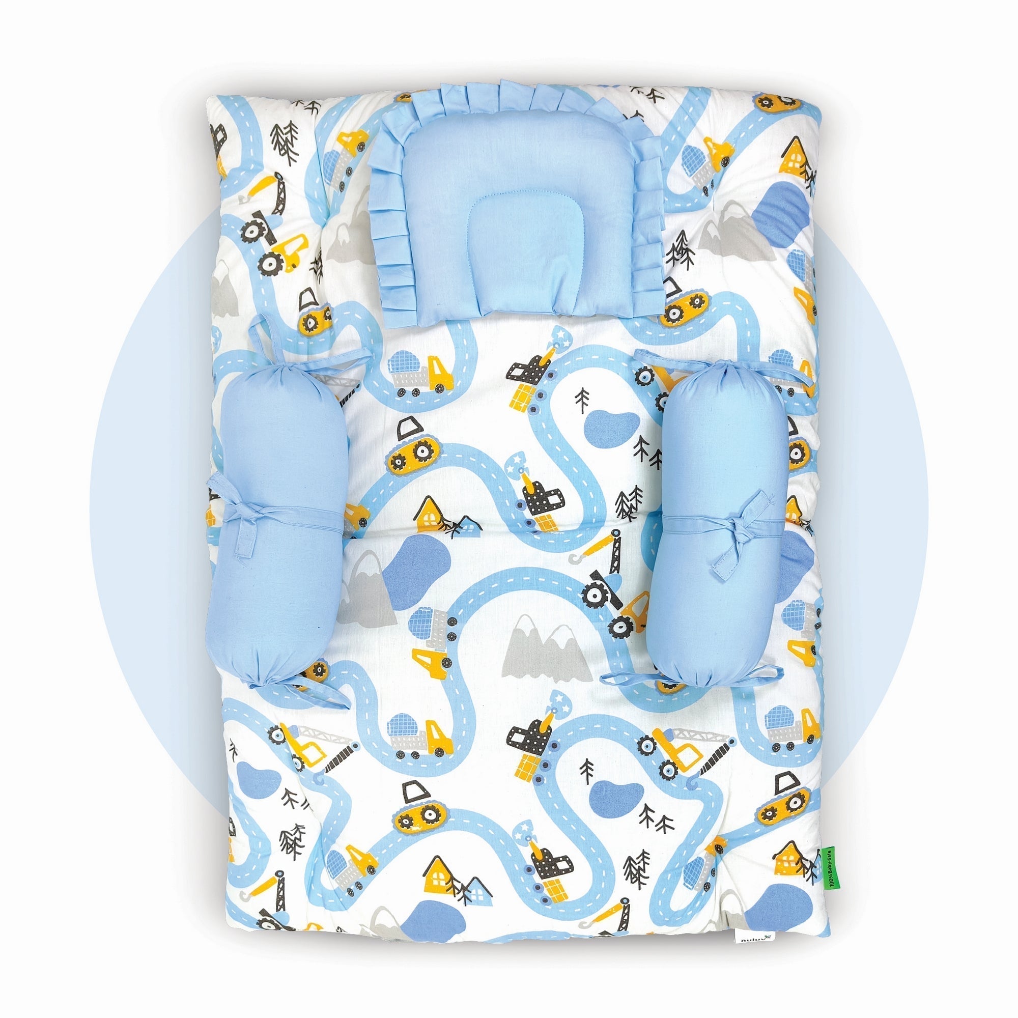 Transport Printed Cotton 4 Pcs Gadda Set For Babies