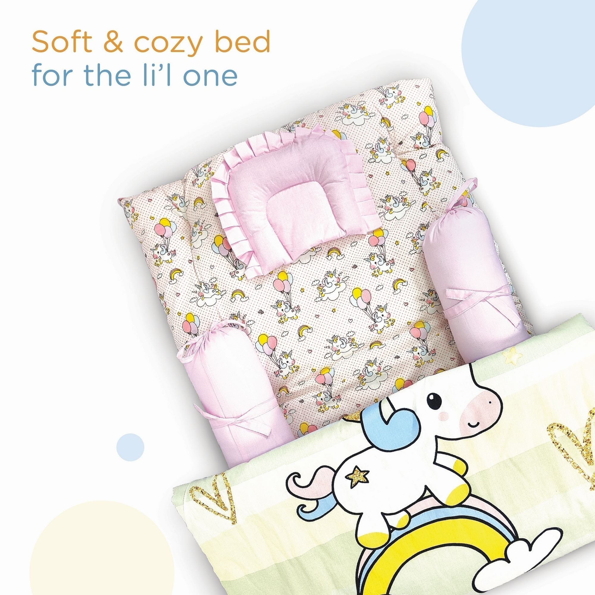 Unicorn 5 Piece Cotton Baby Bedding Gadda Set For Kids