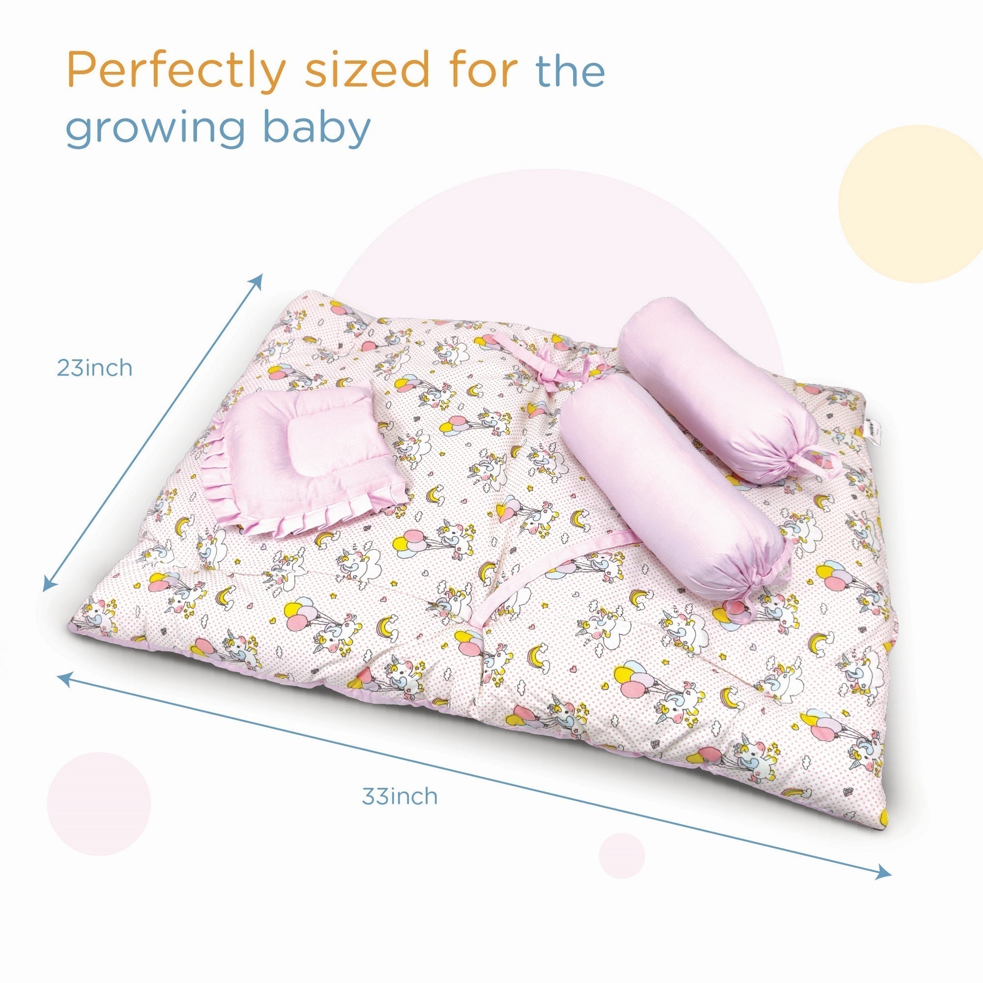 Unicorn Printed Cotton 5 Pcs Gadda Set For Babies