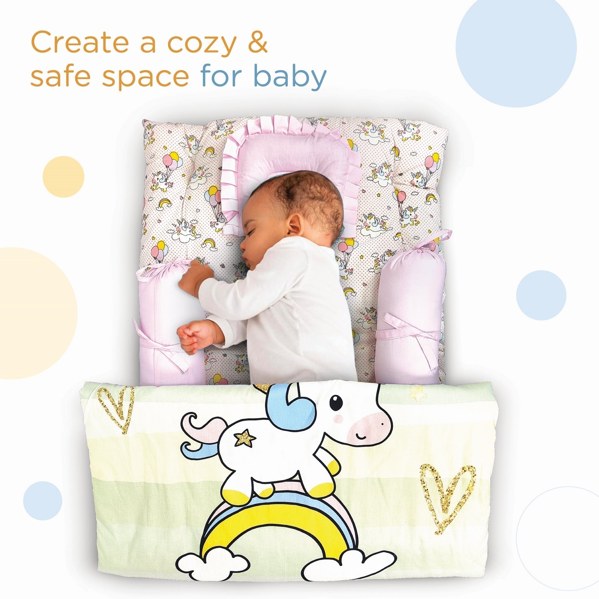 Unicorn 5 Piece Cotton Baby Bedding Gadda Set For Kids