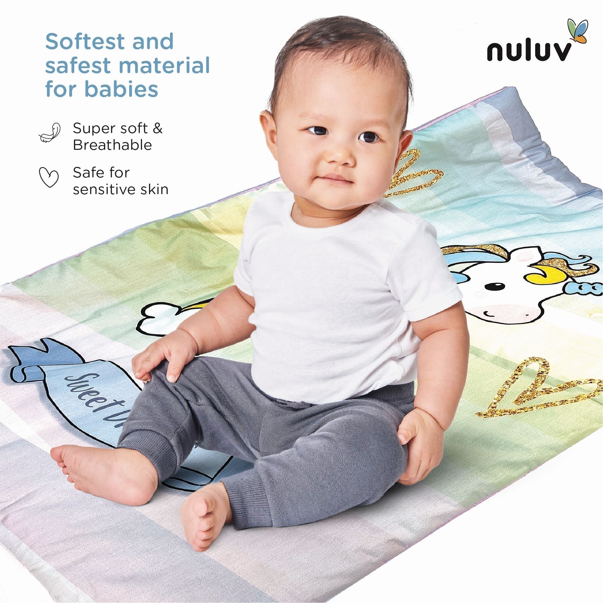 Unicorn 5 Piece Cotton Baby Bedding Gadda Set For Kids