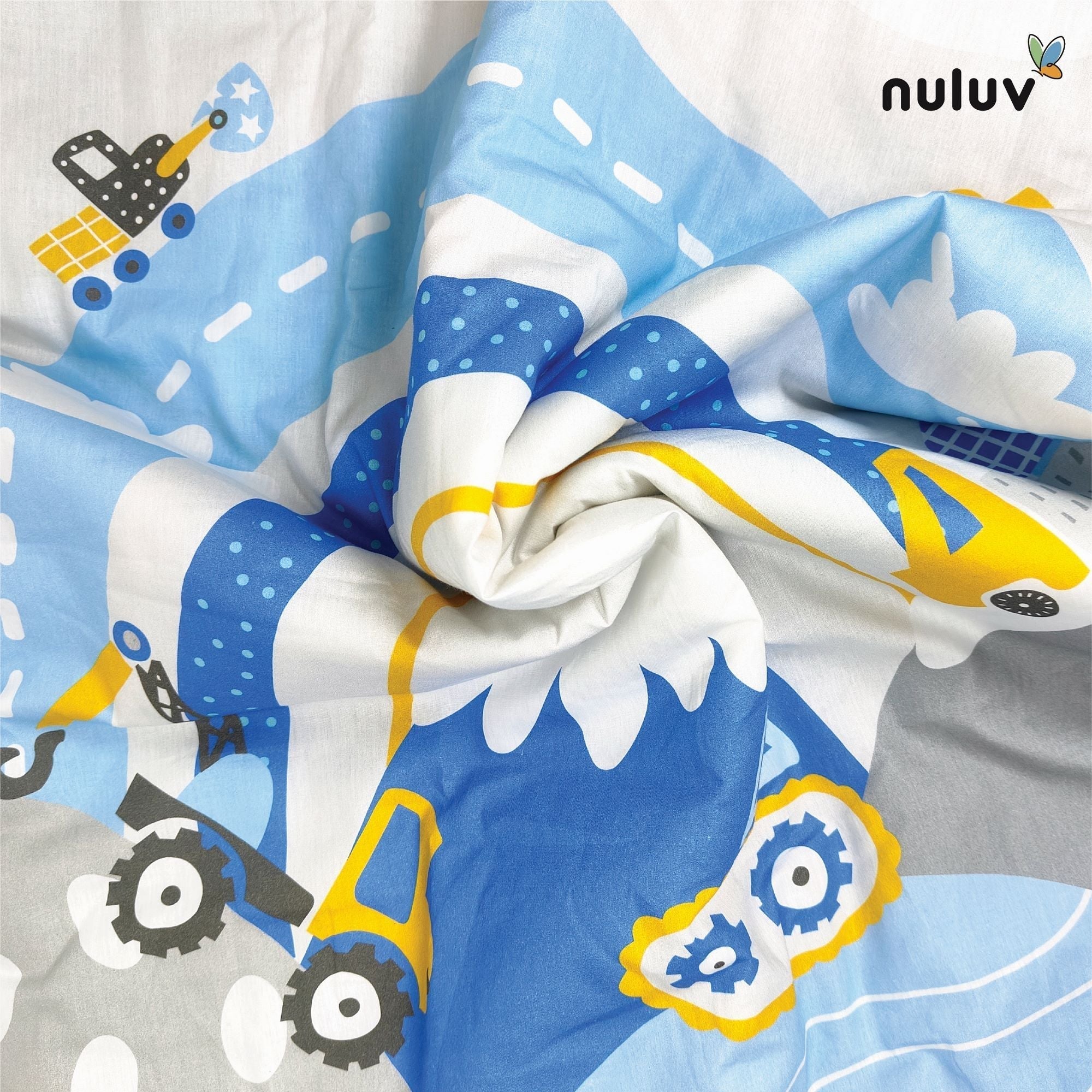 White Transport Cotton Quilt Nightsuit Set For Kids