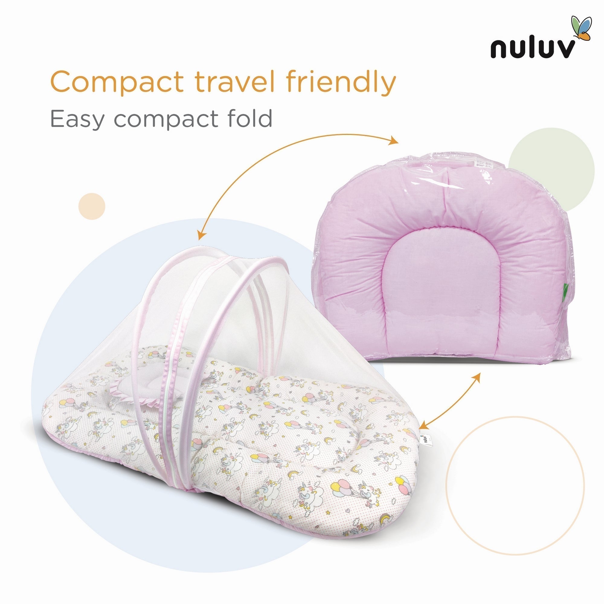 Unicorn Printed Cotton Mosquito Net Set For Babies