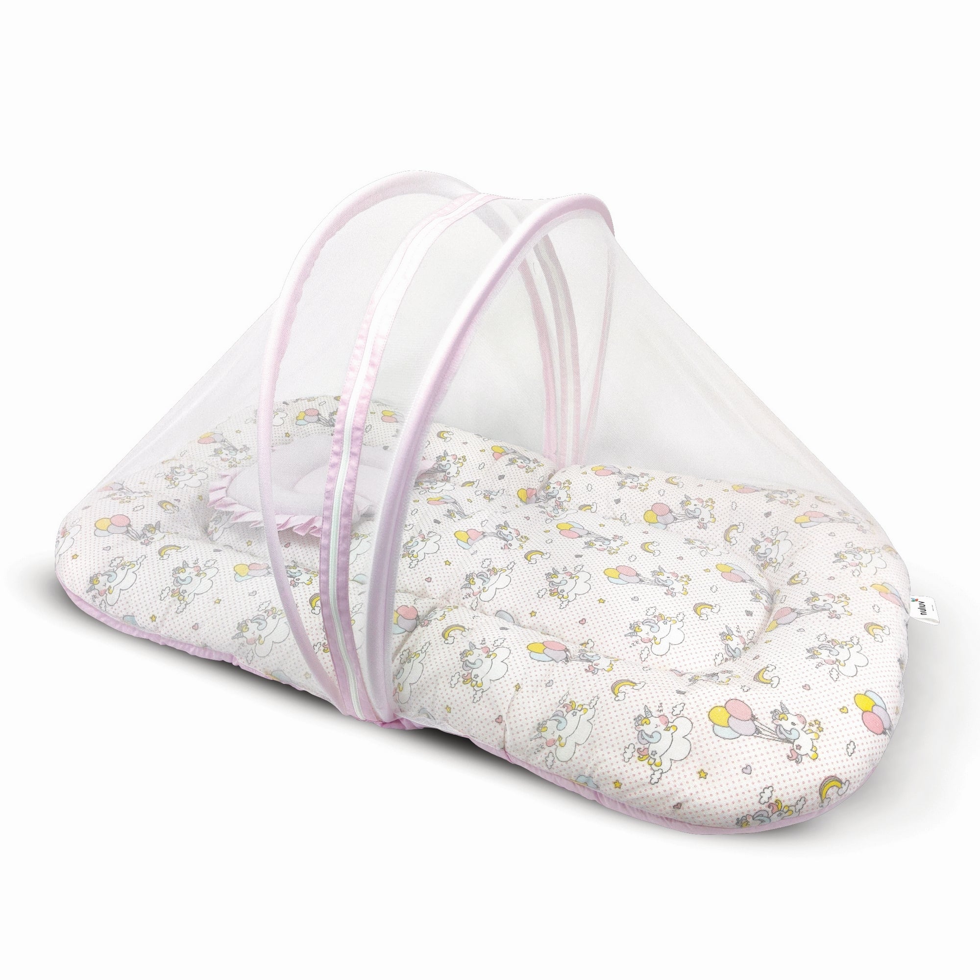 Unicorn Printed Cotton Mosquito Net Set For Babies