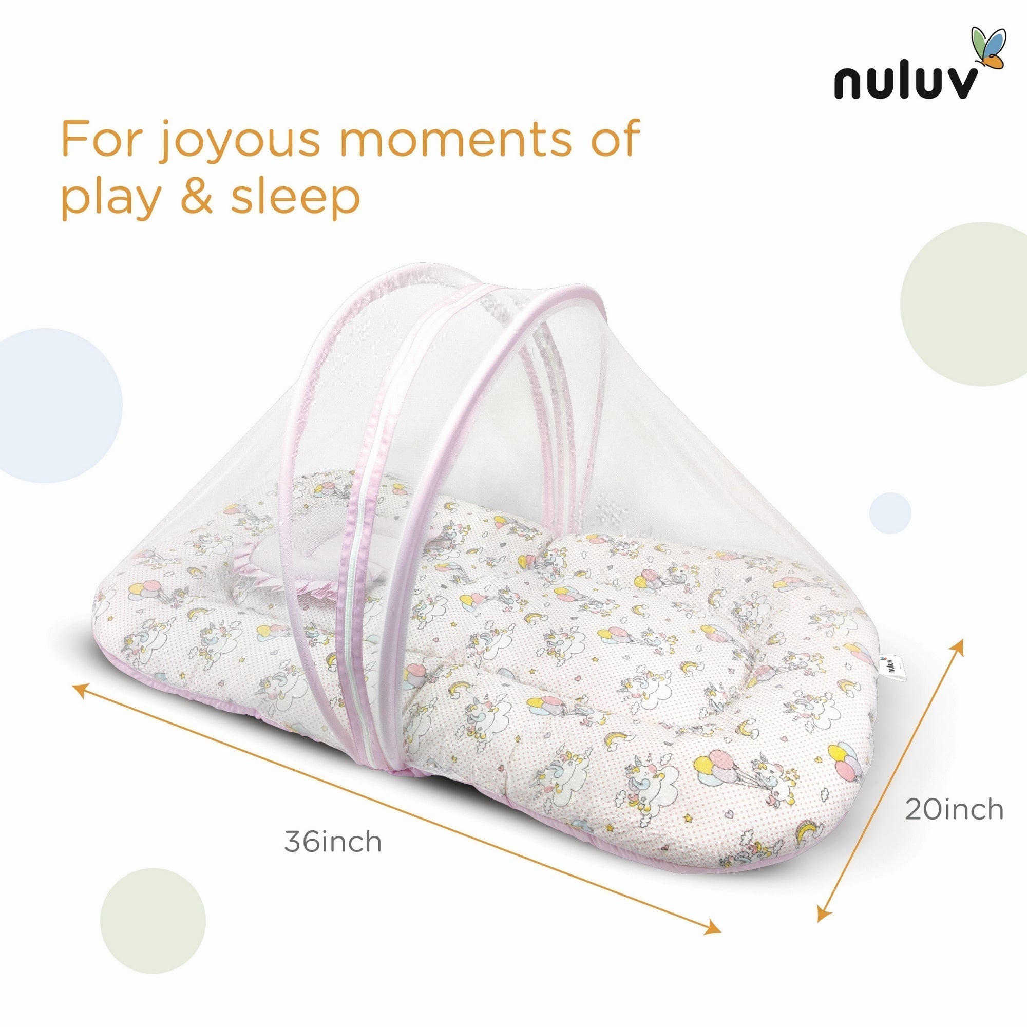 Unicorn Printed Cotton Mosquito Net Set For Babies