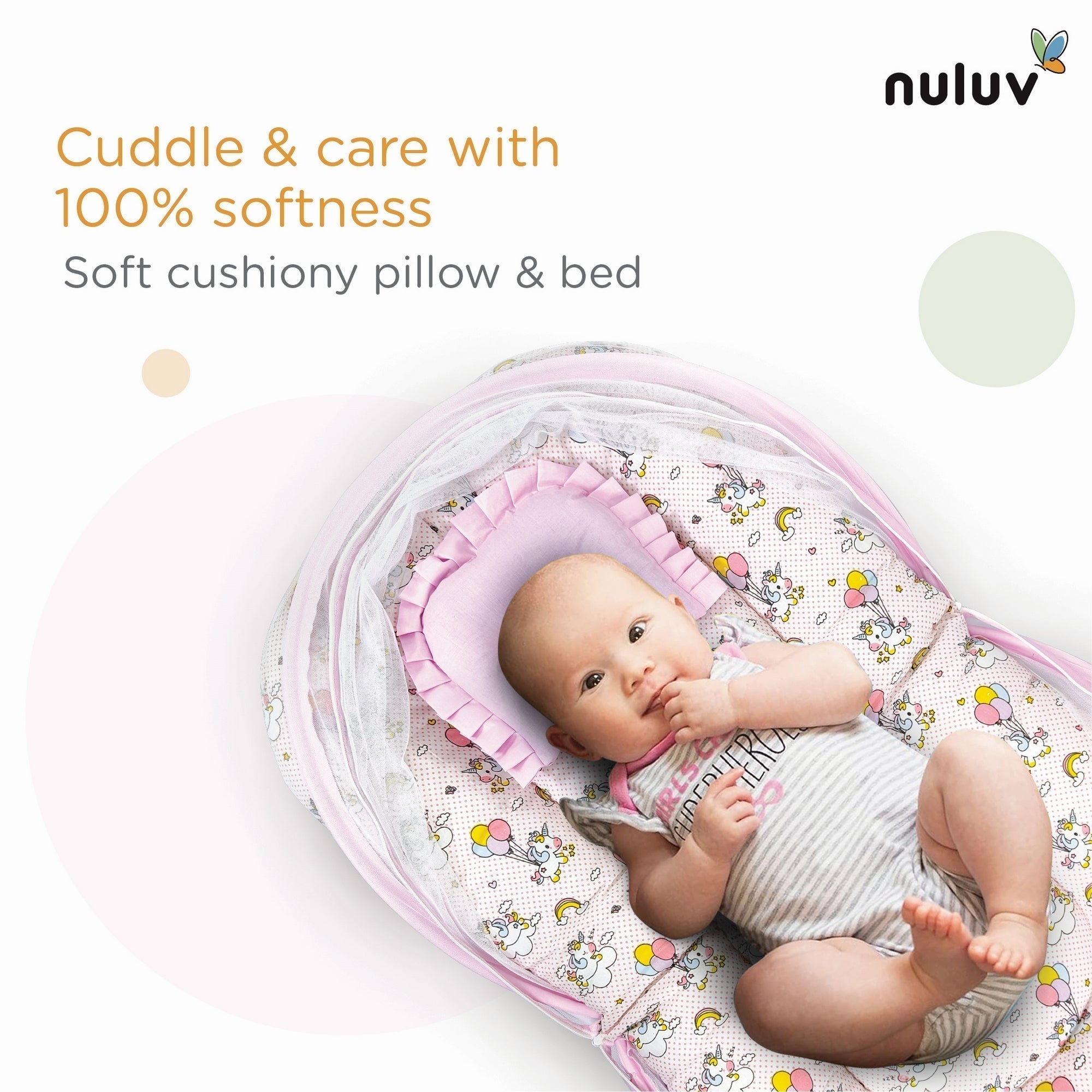 Unicorn Printed Cotton Mosquito Net Set For Babies