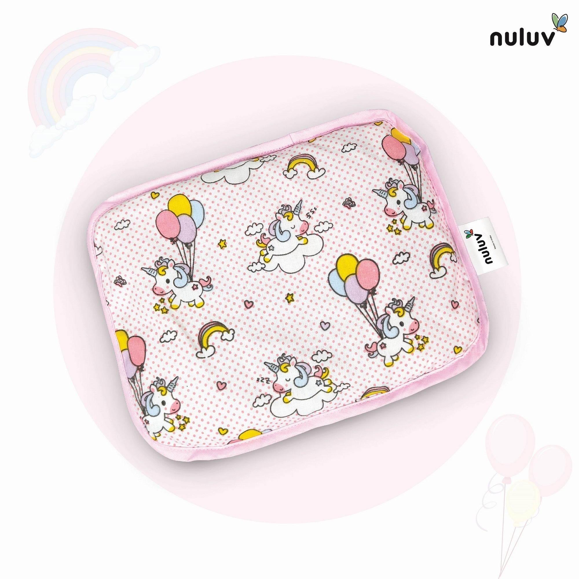 Unicorn Printed Cotton Rai Pillow For Babies
