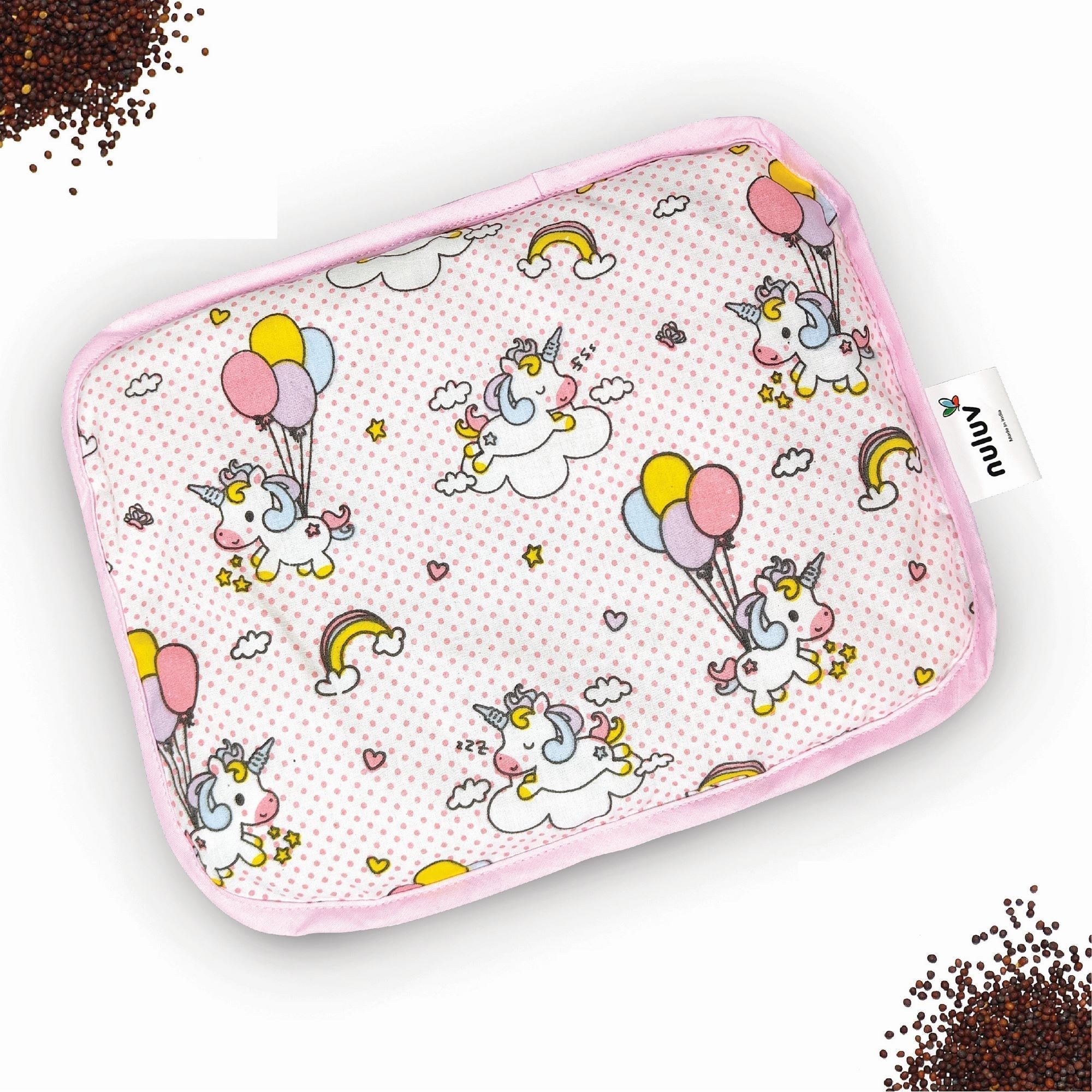 Unicorn Printed Cotton Rai Pillow For Babies