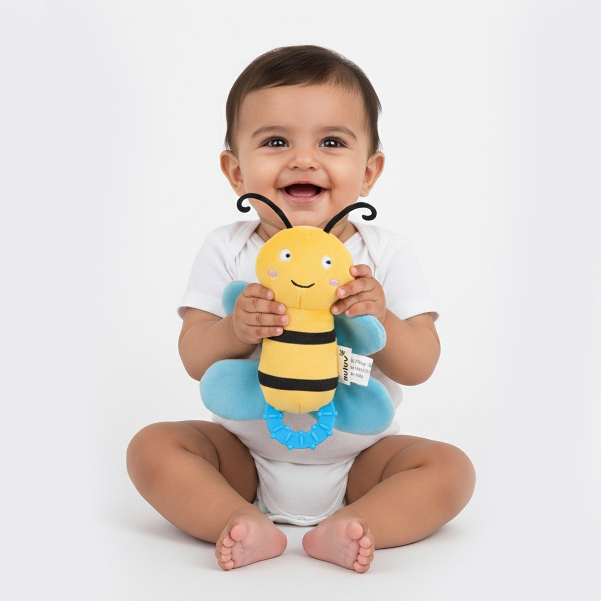 Crinkly Bee Plush Sensory Teether Toy For Babies