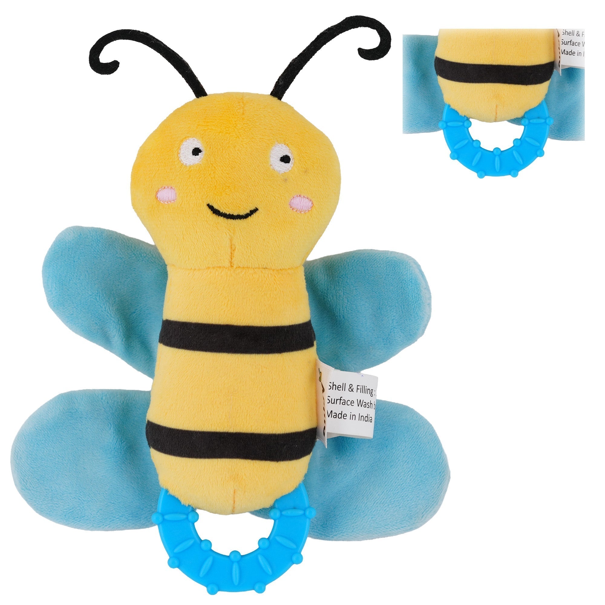 Crinkly Bee Plush Sensory Teether Toy For Babies