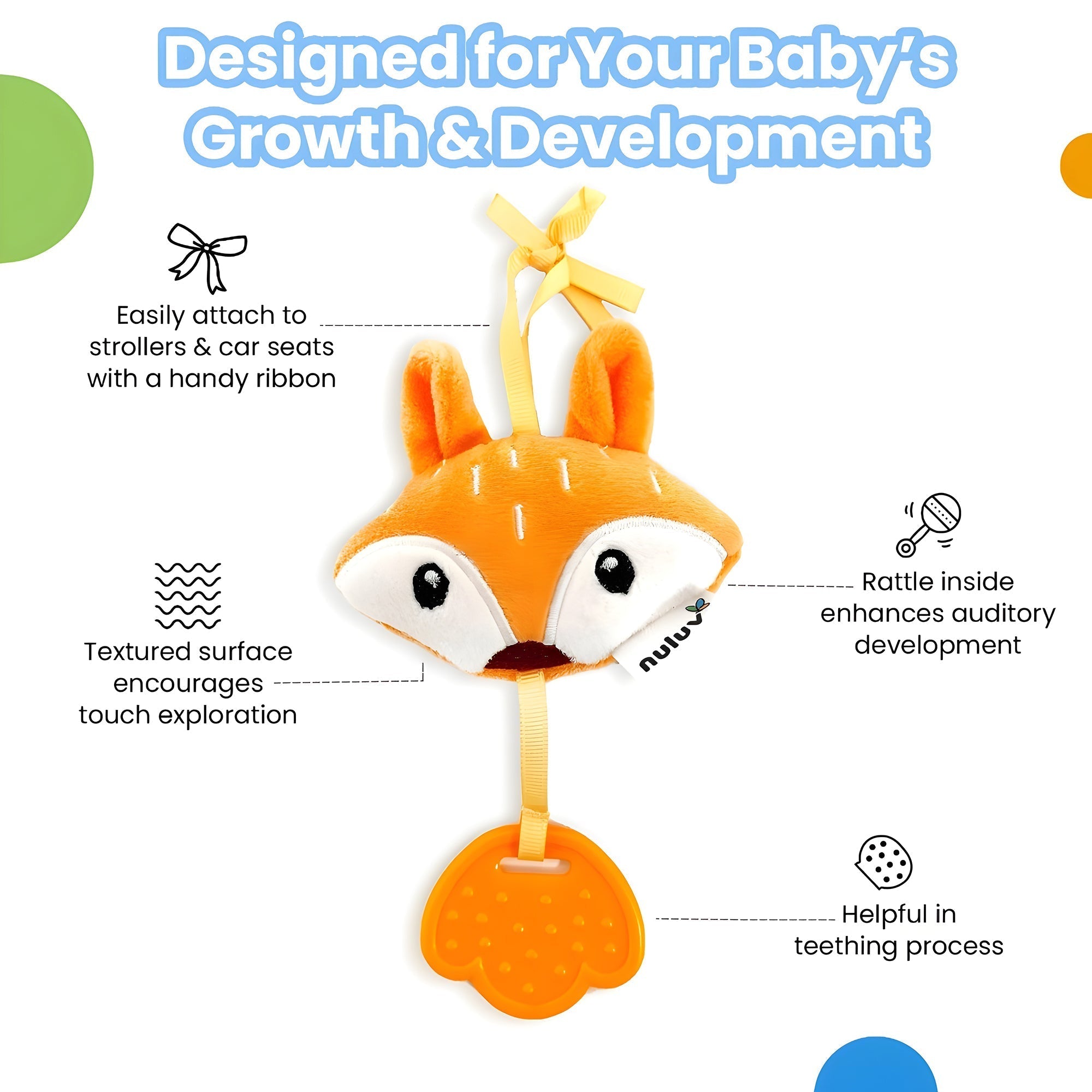 Nuluv Fox Soft Toy Silicone Teether For Babies