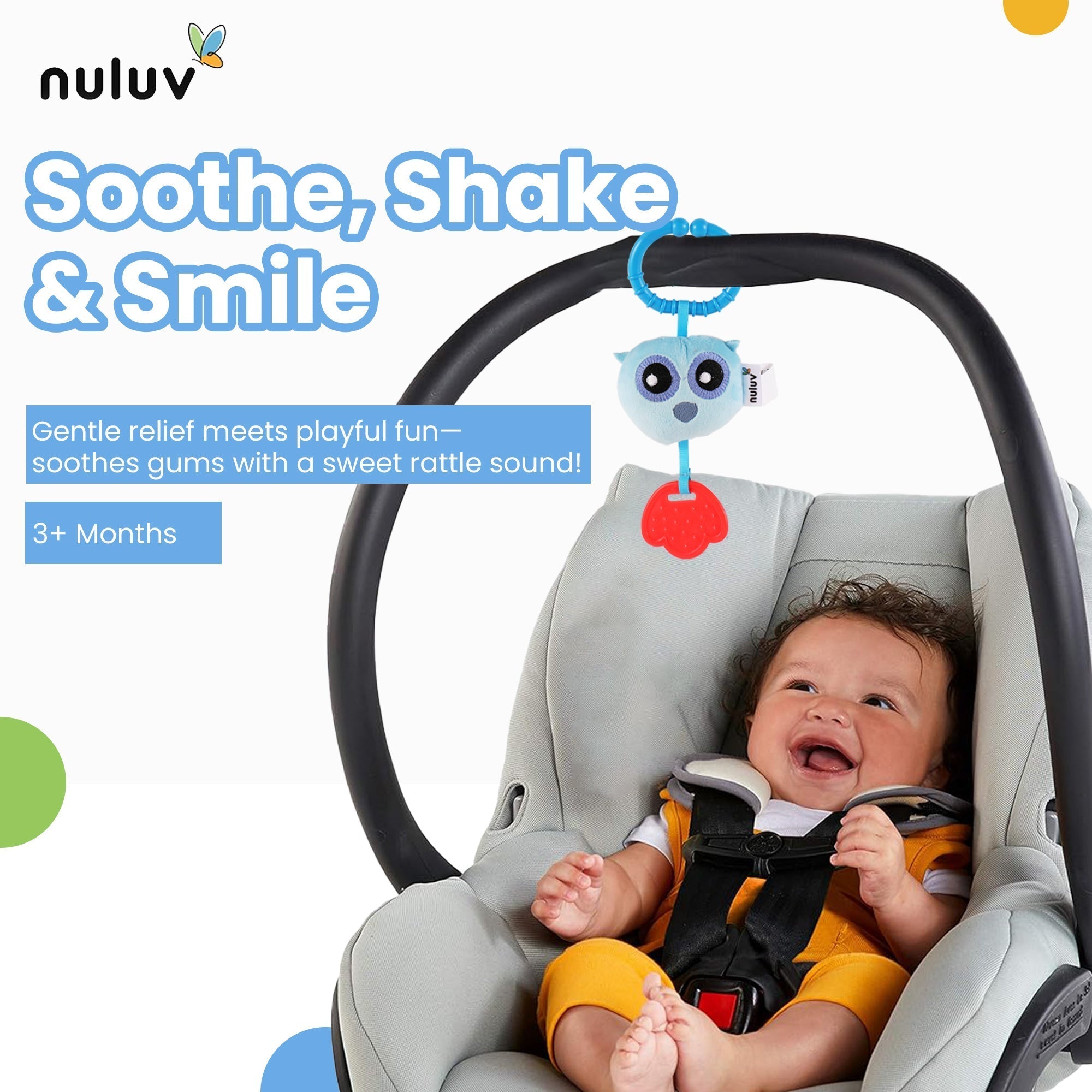 Nuluv Owl Soft Toy Teether Rattle For Babies