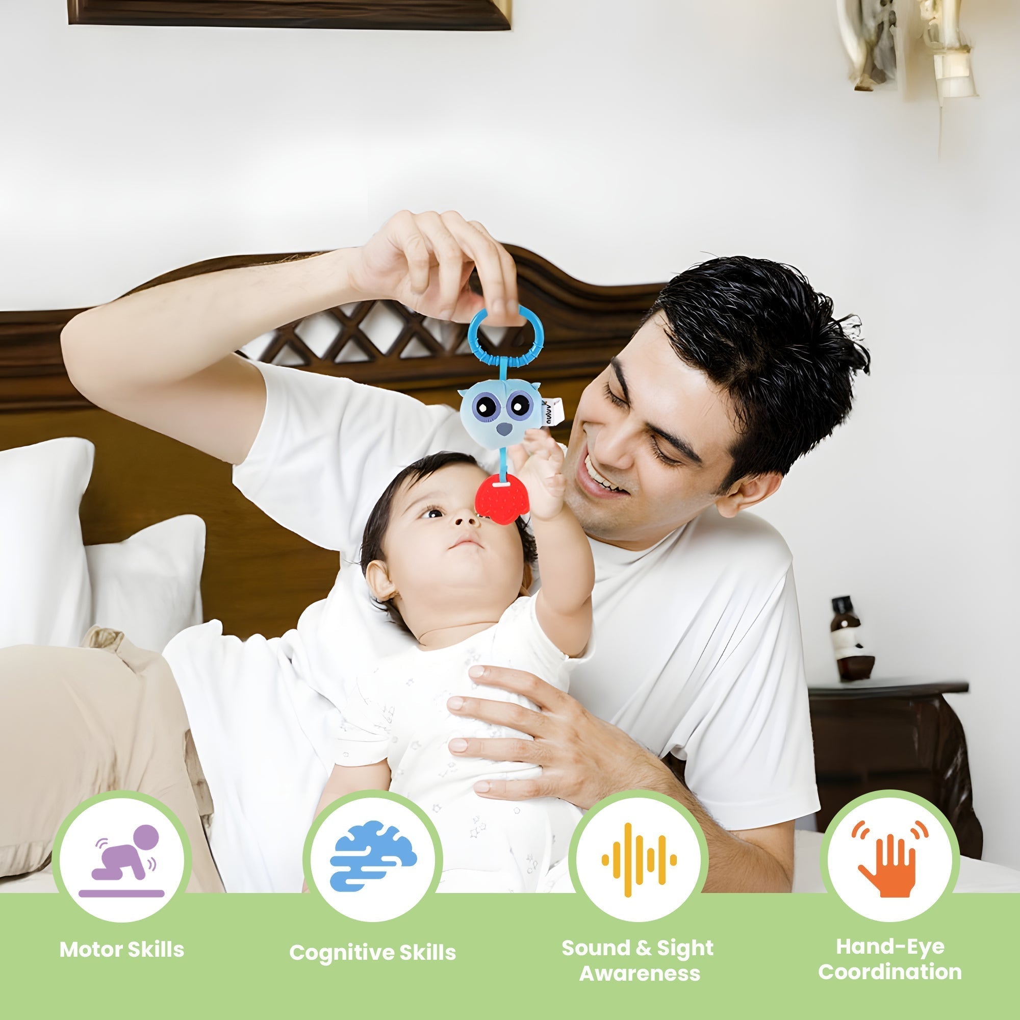 Nuluv Owl Soft Toy Teether Rattle For Babies
