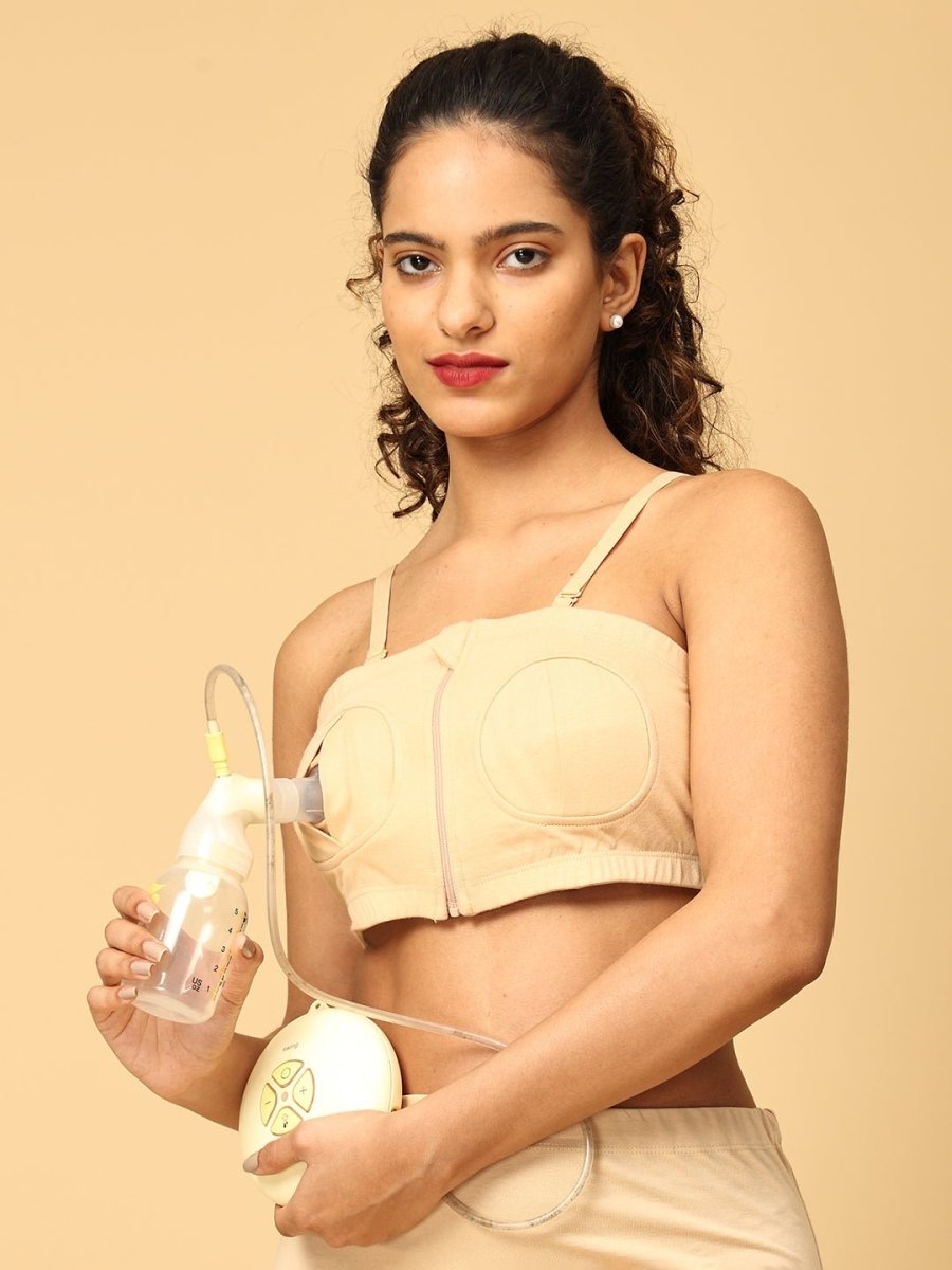  Hands Free Nursing Pumping Bra Beige