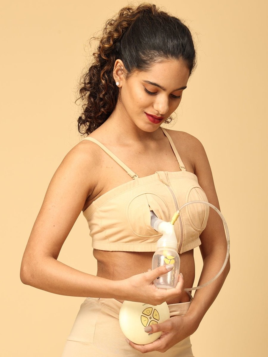  Hands Free Nursing Pumping Bra Beige