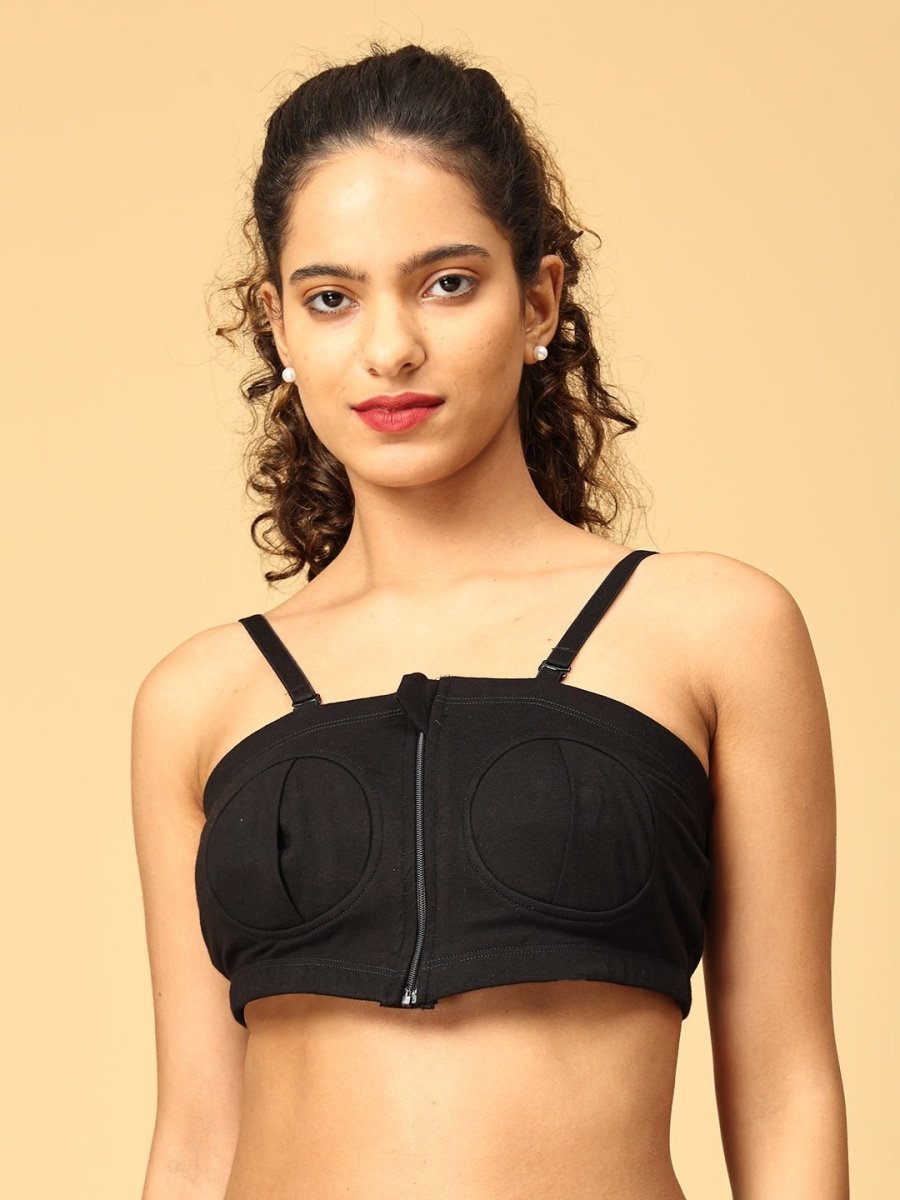  Nursing Pumping Bra Black-Hand Free Black