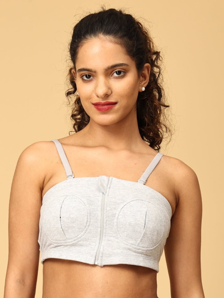  Nursing Pumping Bra Grey-Hand Free Grey