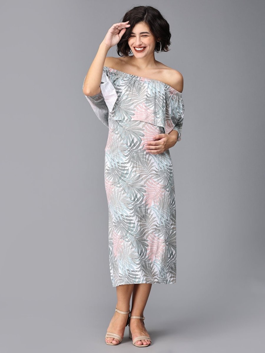  Oasis Tropical Maternity and Nursing Dress White