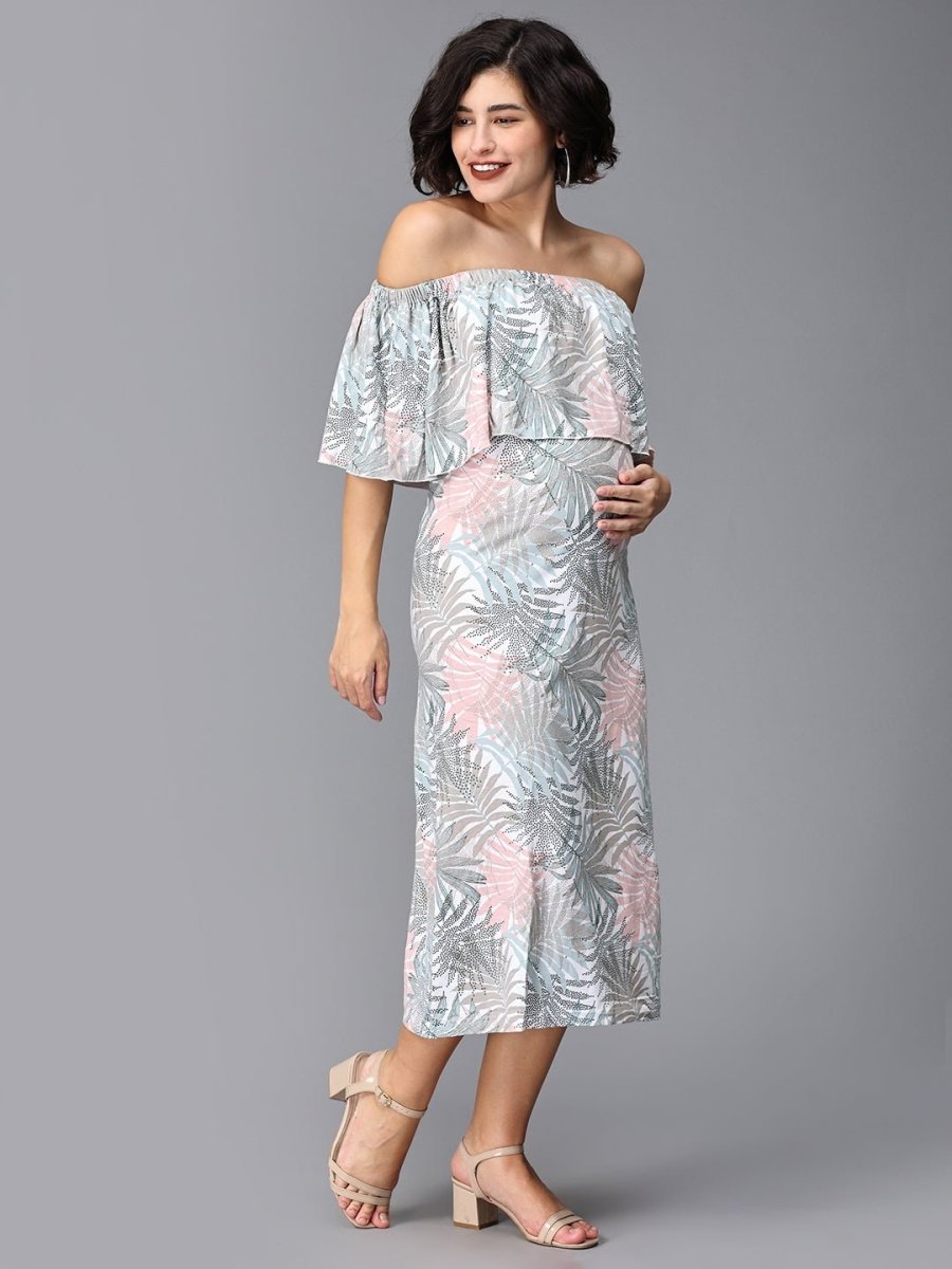  Oasis Tropical Maternity and Nursing Dress White