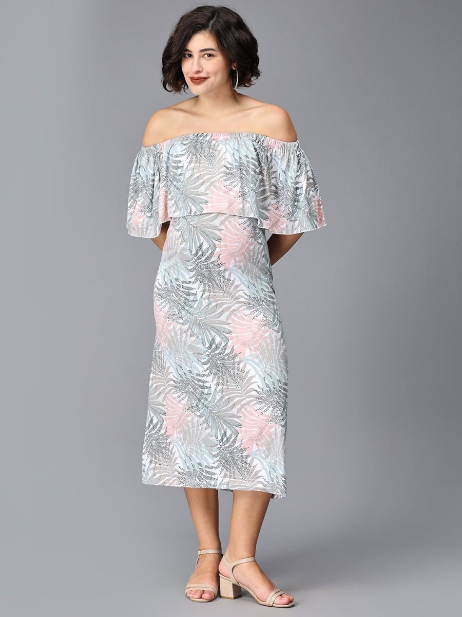  Oasis Tropical Maternity and Nursing Dress White