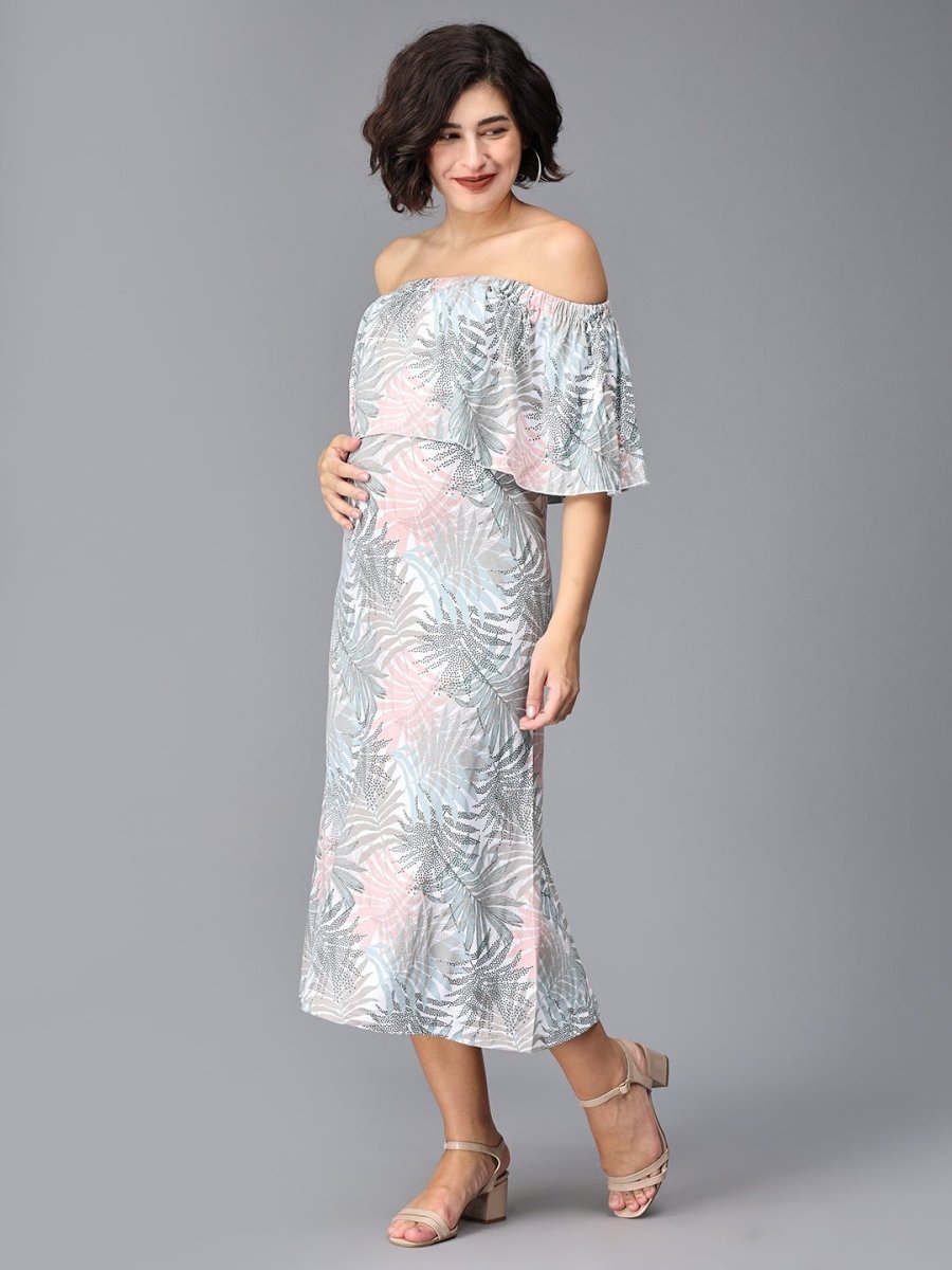  Oasis Tropical Maternity and Nursing Dress White