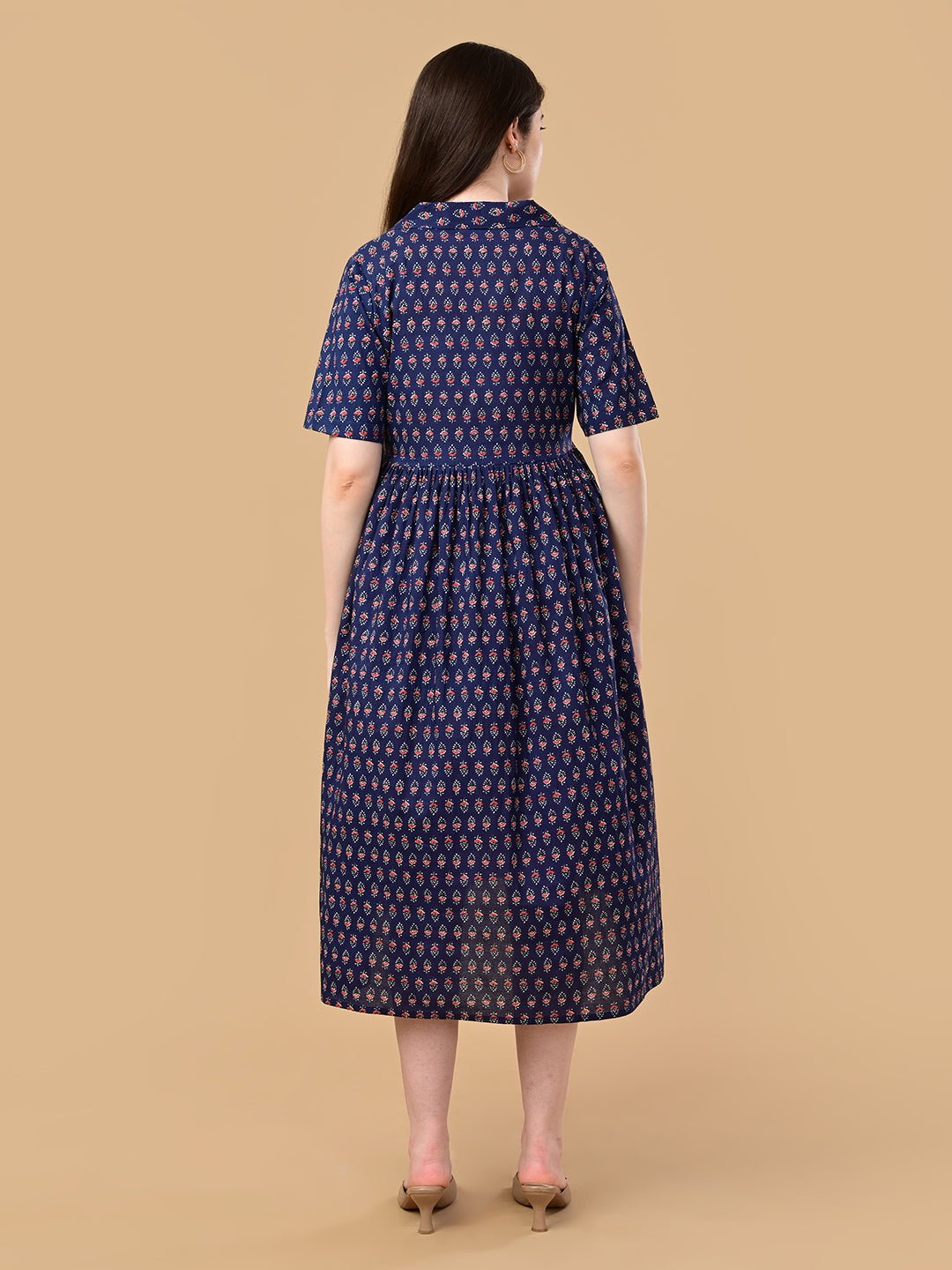  Off-Duty Navy Maternity and Nursing Dress Navy Blue